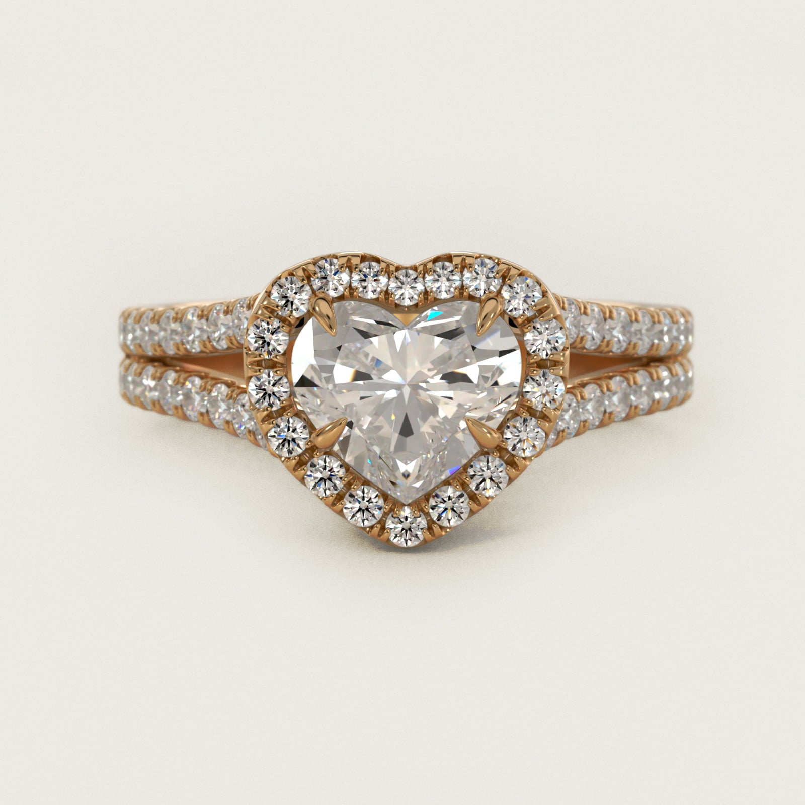Round Split Band Diamond Halo Engagement Ring In 18k Yellow Gold By James Allen - Heart Center