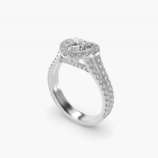 Round Split Band Diamond Halo Engagement Ring In Platinum By James Allen - Heart Center