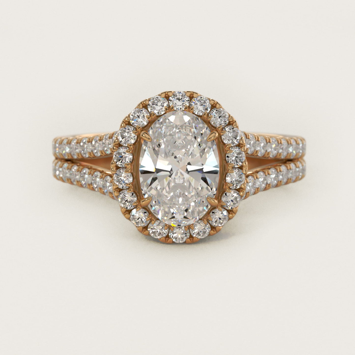 Round Split Band Diamond Halo Engagement Ring In 18k Yellow Gold By James Allen - Oval Center