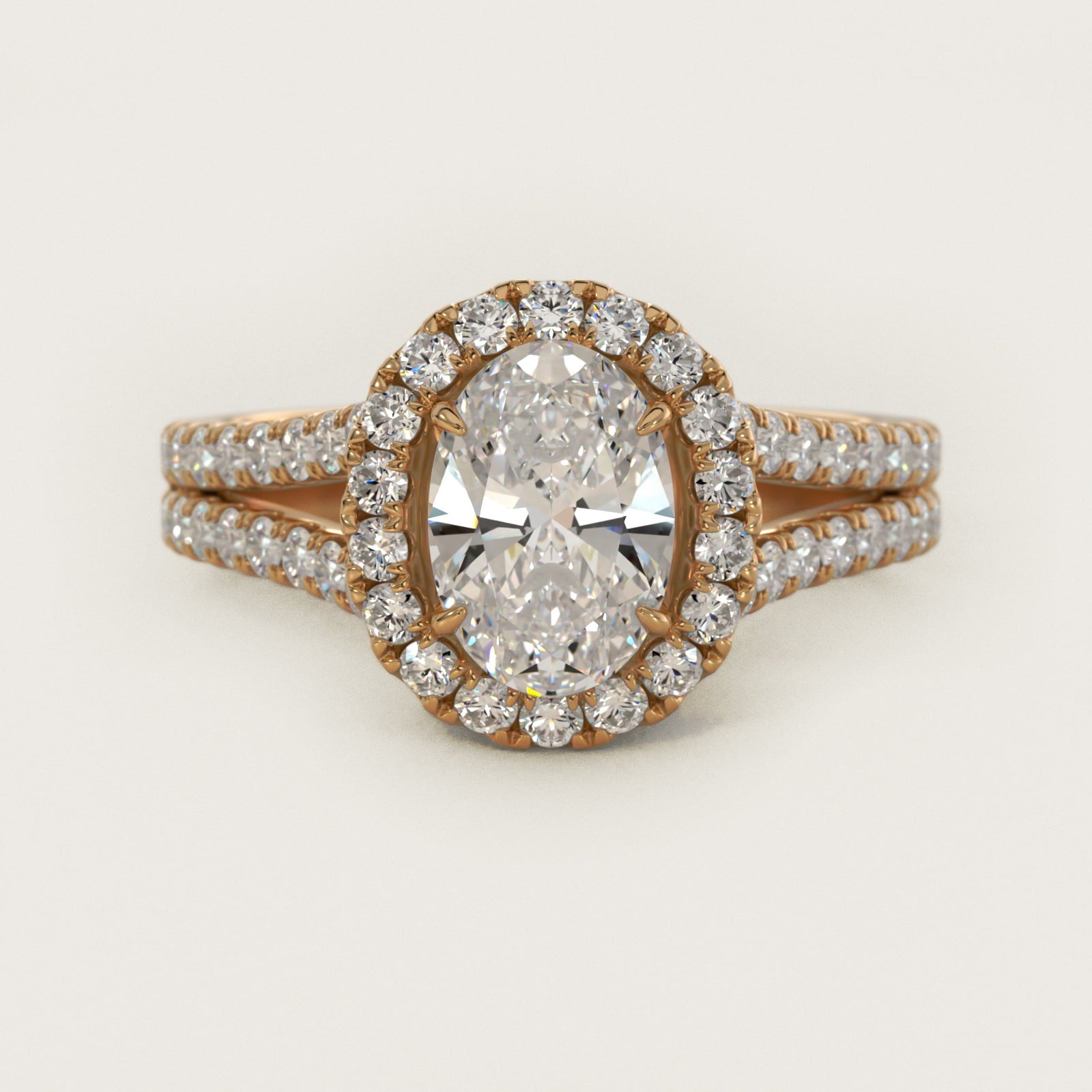Round Split Band Diamond Halo Engagement Ring In 18k Yellow Gold By James Allen - Oval Center