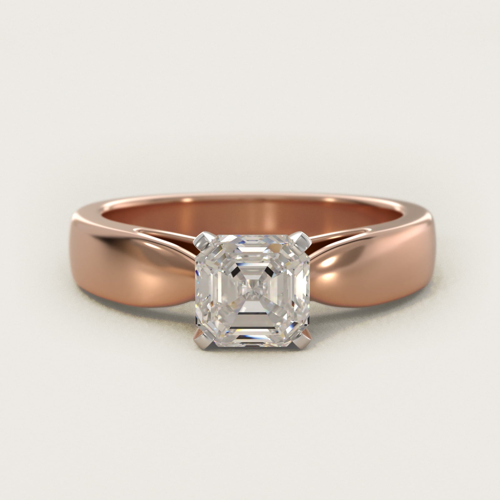 Rounded Cathedral Solitaire Engagement Ring In 18k Rose Gold By James Allen - Asscher Center