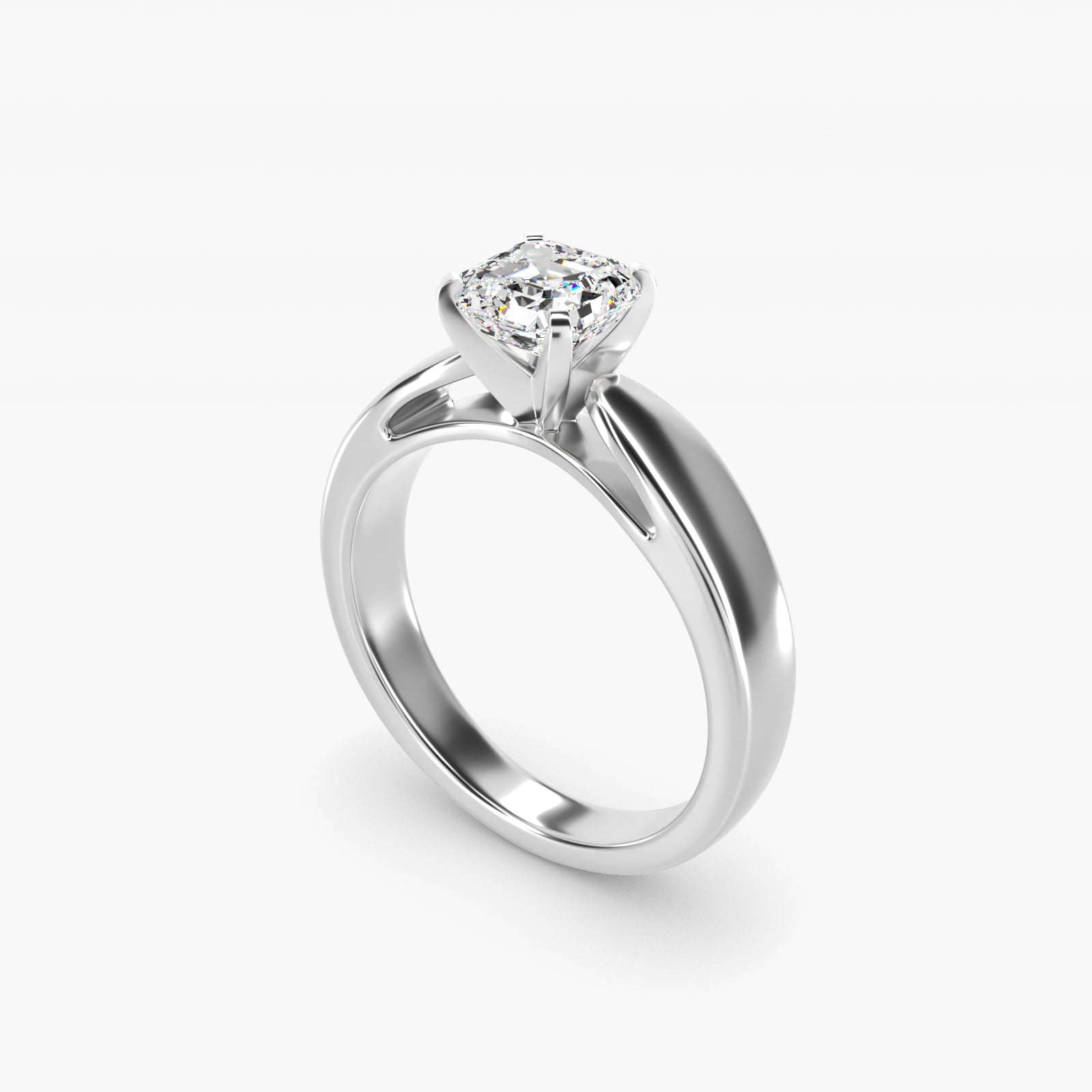 Rounded Cathedral Solitaire Engagement Ring In 18k White Gold By James Allen - Asscher Center