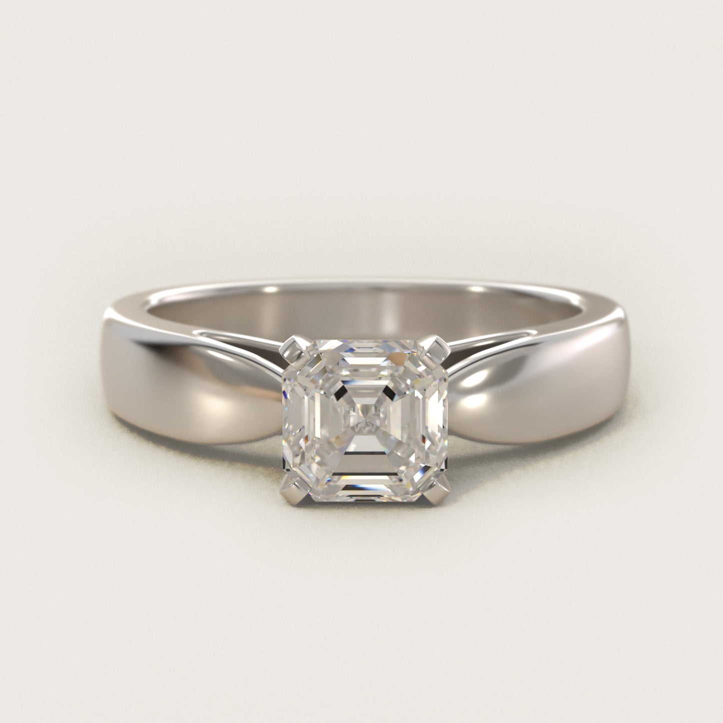 Rounded Cathedral Solitaire Engagement Ring In 14K White Gold By James Allen - Asscher Center