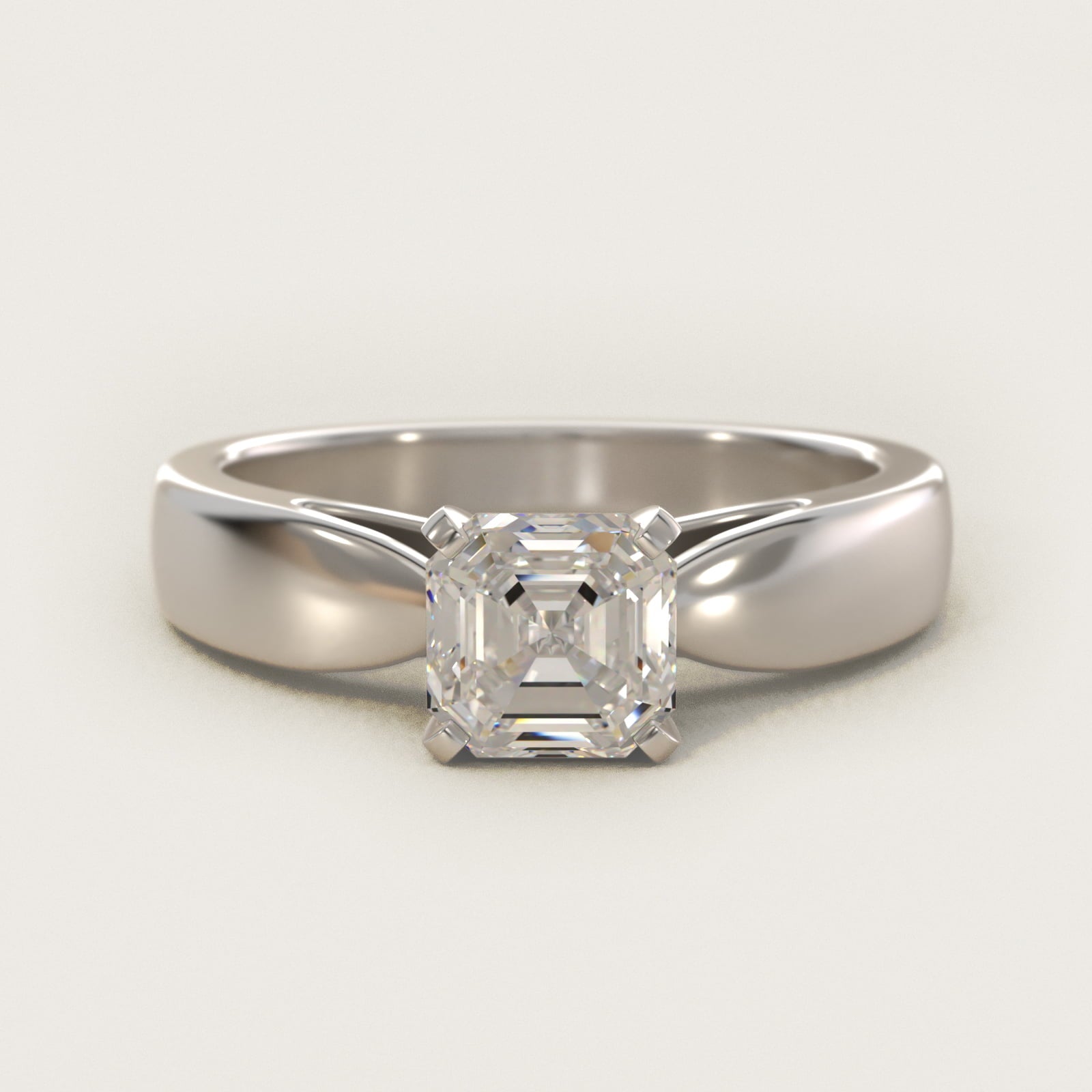 Rounded Cathedral Solitaire Engagement Ring In 18k White Gold By James Allen - Asscher Center