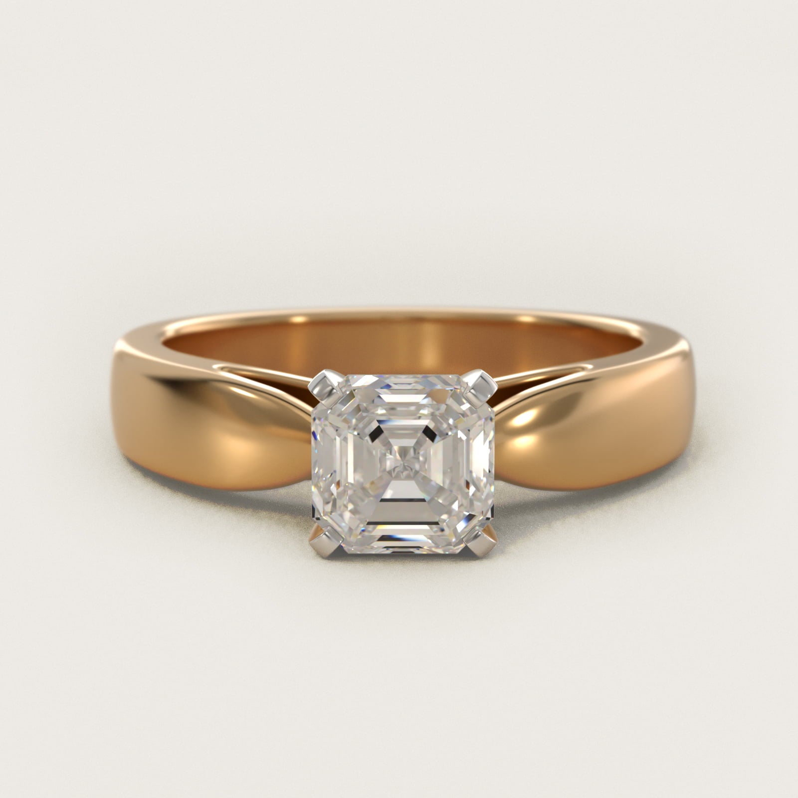 Rounded Cathedral Solitaire Engagement Ring In 14K Yellow Gold By James Allen - Asscher Center