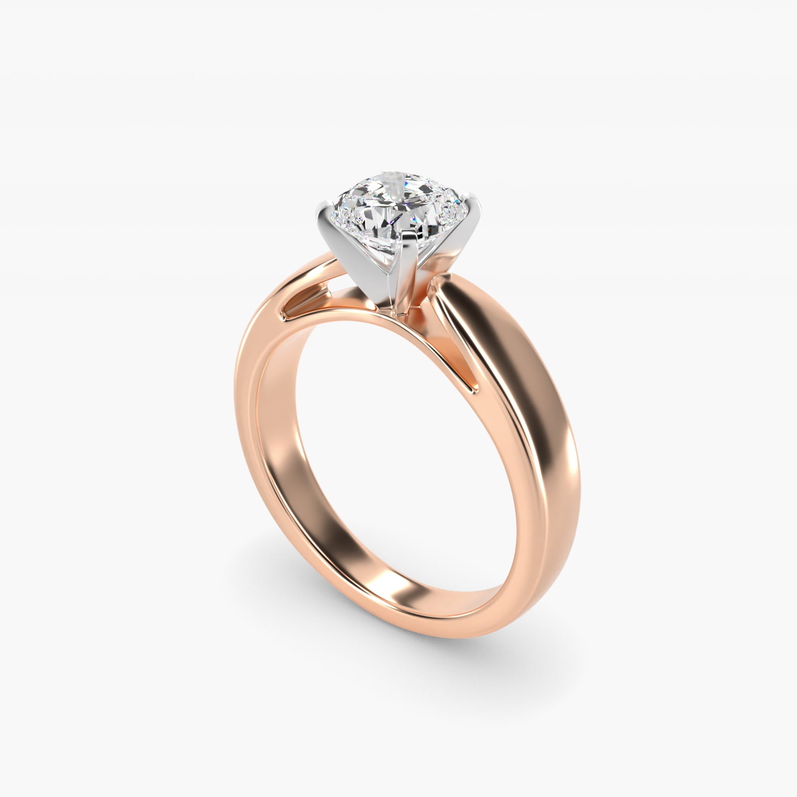 Rounded Cathedral Solitaire Engagement Ring In 14K Rose Gold By James Allen - Cushion Center