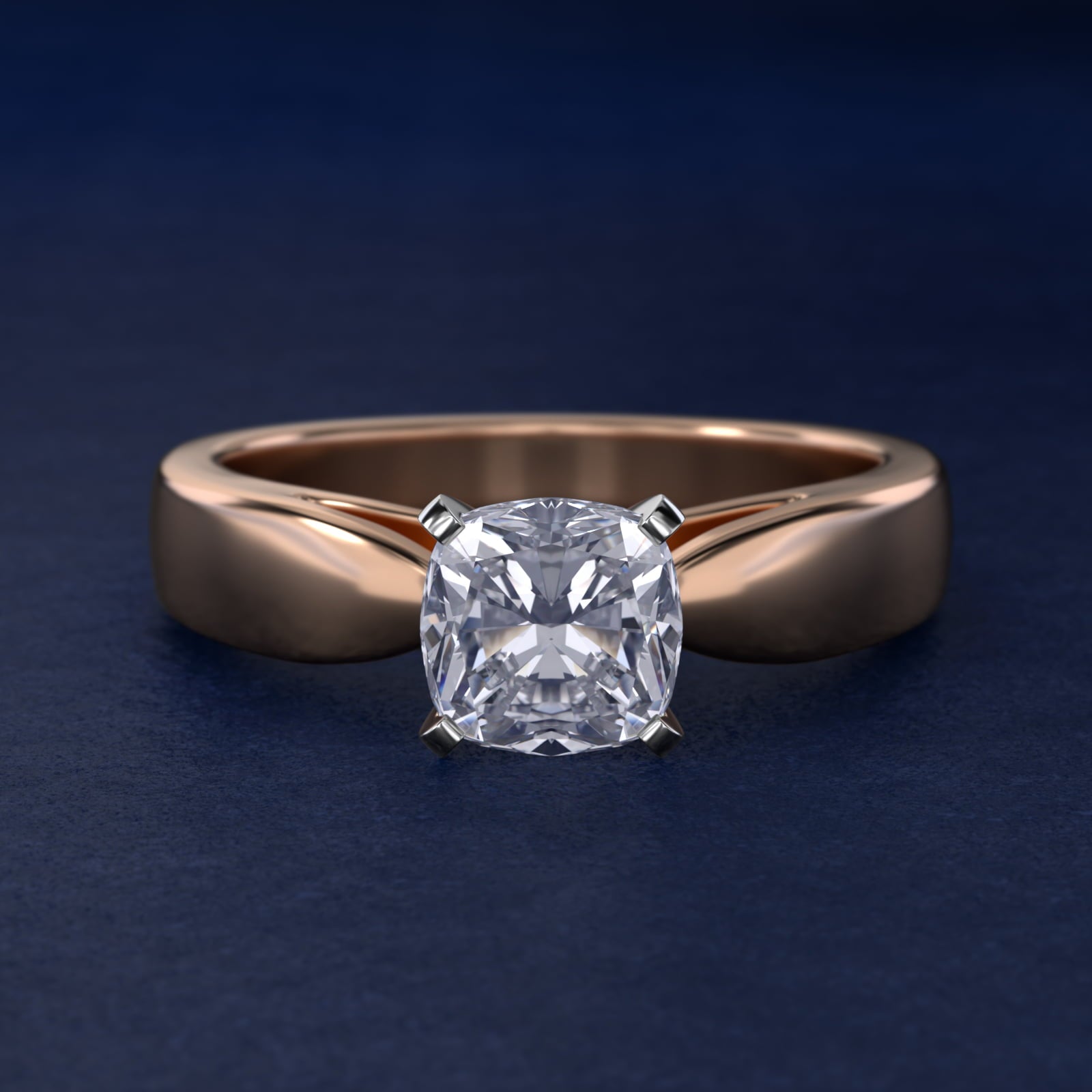 Rounded Cathedral Solitaire Engagement Ring In 14K Rose Gold By James Allen - Cushion Center