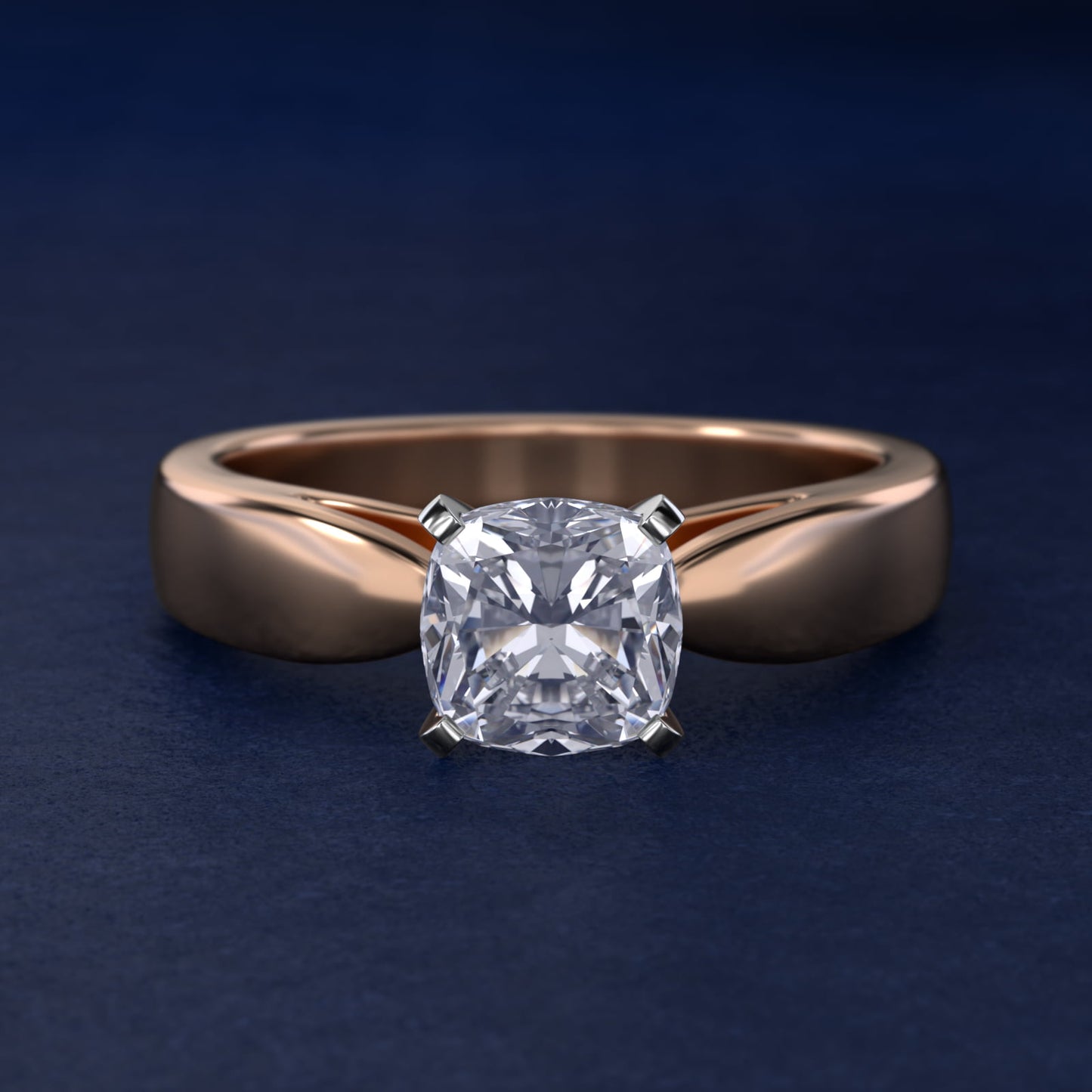 Rounded Cathedral Solitaire Engagement Ring In 18k Rose Gold By James Allen - Cushion Center