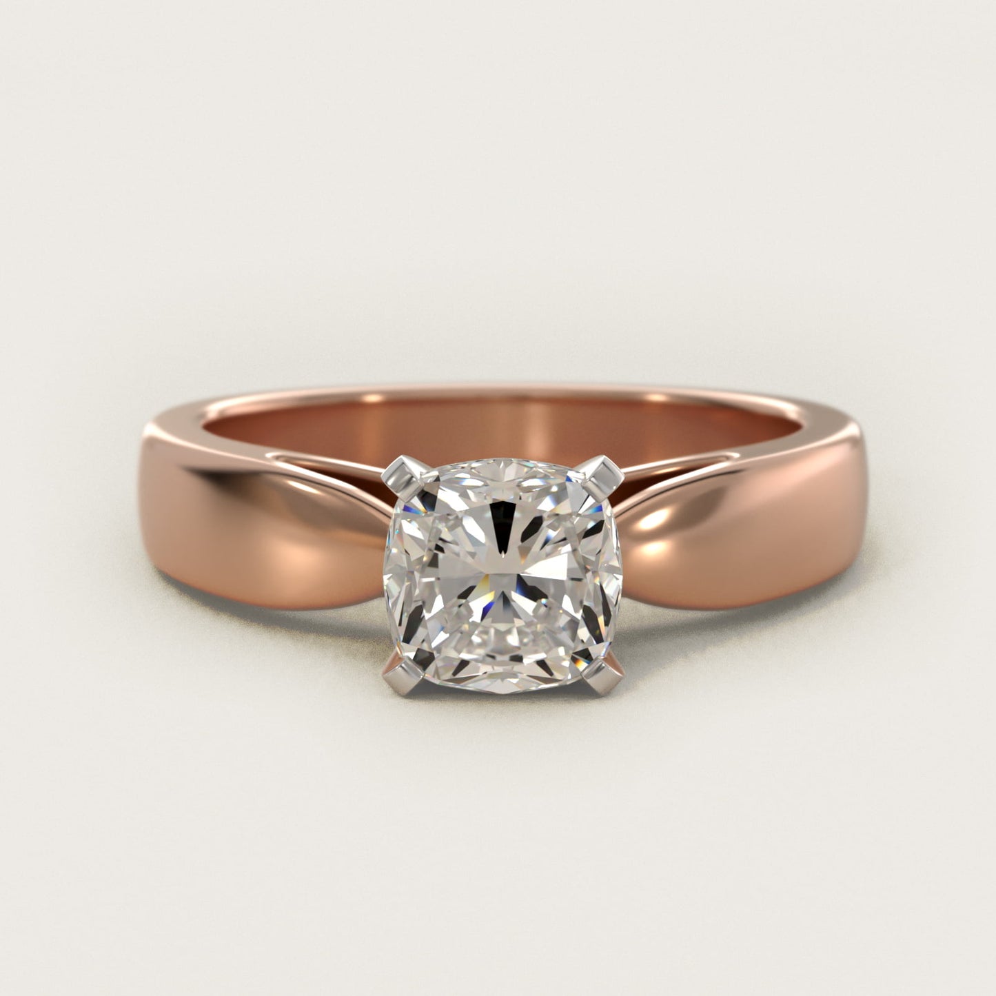 Rounded Cathedral Solitaire Engagement Ring In 18k Rose Gold By James Allen - Cushion Center