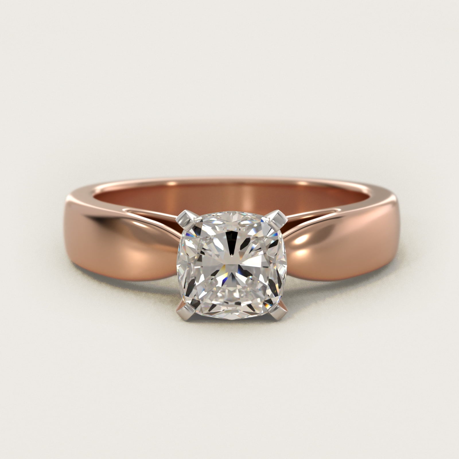 Rounded Cathedral Solitaire Engagement Ring In 18k Rose Gold By James Allen - Cushion Center