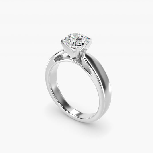 Rounded Cathedral Solitaire Engagement Ring In 14K White Gold By James Allen - Cushion Center