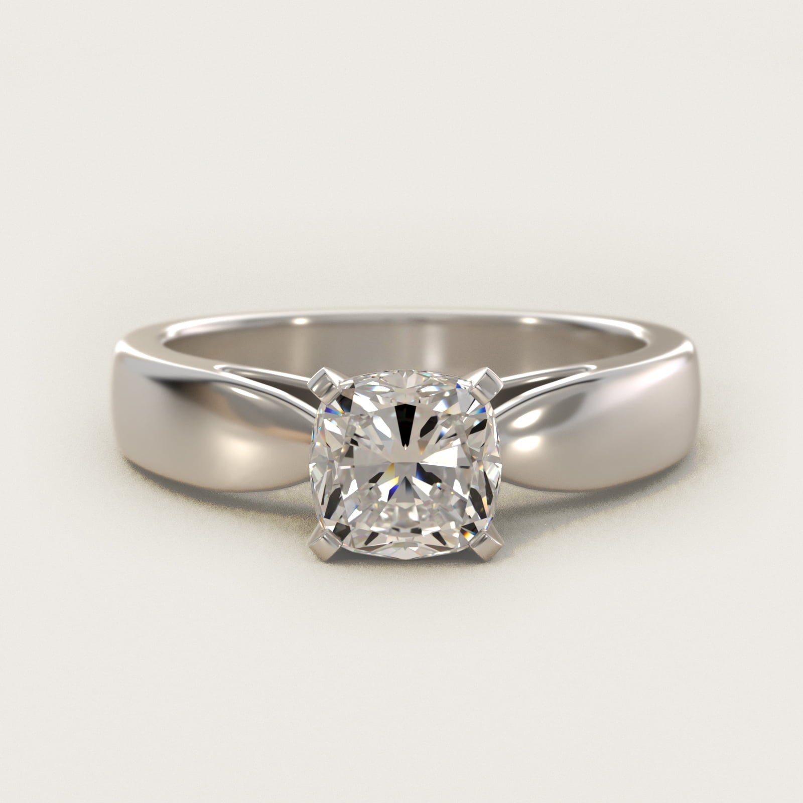 Rounded Cathedral Solitaire Engagement Ring In 14K White Gold By James Allen - Cushion Center