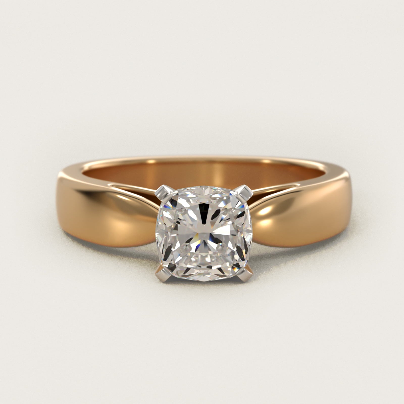 Rounded Cathedral Solitaire Engagement Ring In 14K Yellow Gold By James Allen - Cushion Center