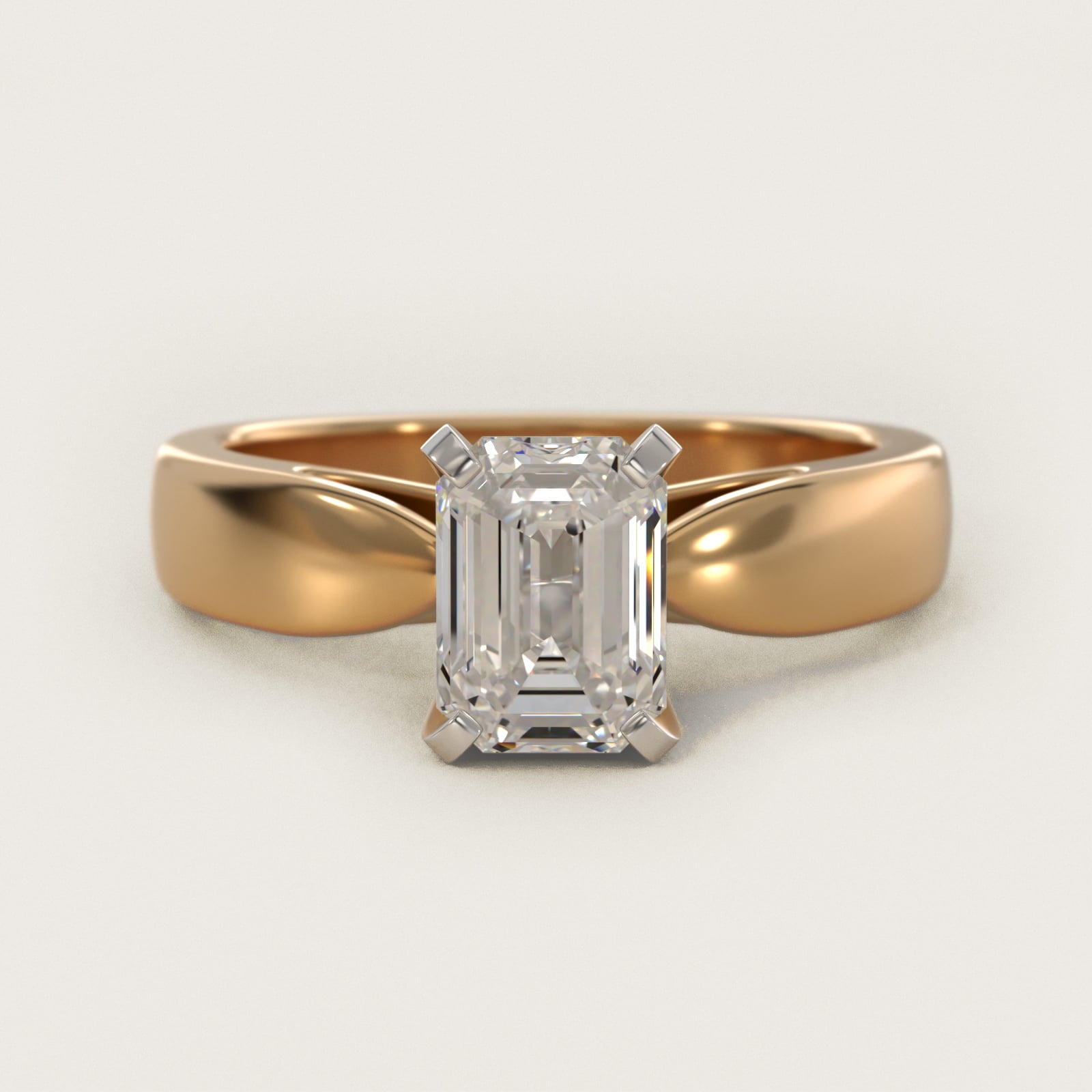 Rounded Cathedral Solitaire Engagement Ring In 14K Yellow Gold By James Allen - Emerald Center