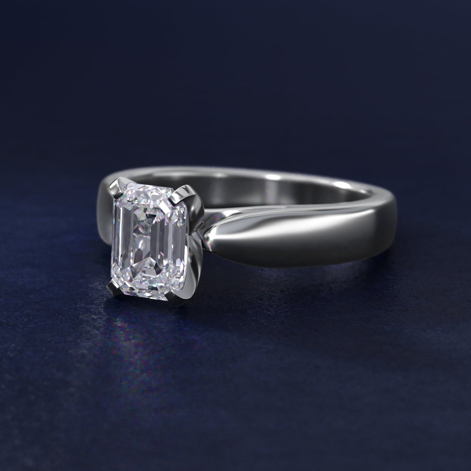 Rounded Cathedral Solitaire Engagement Ring In Platinum By James Allen - Emerald Center