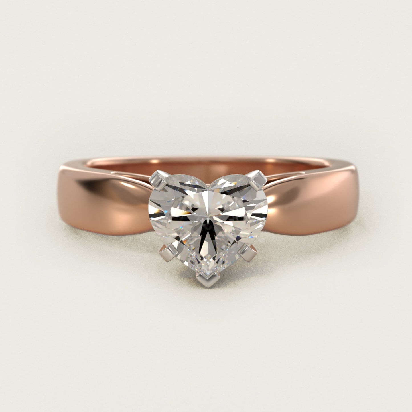 Rounded Cathedral Solitaire Engagement Ring In 14K Rose Gold By James Allen - Heart Center