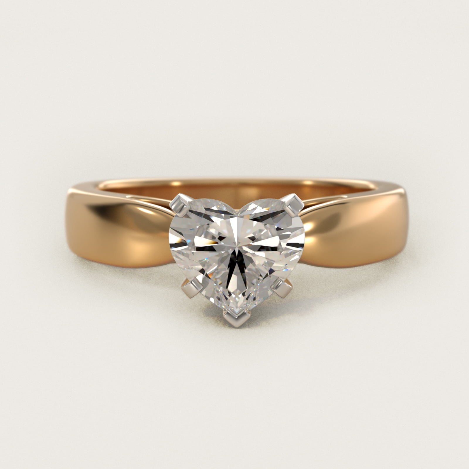 Rounded Cathedral Solitaire Engagement Ring In 14K Yellow Gold By James Allen - Heart Center
