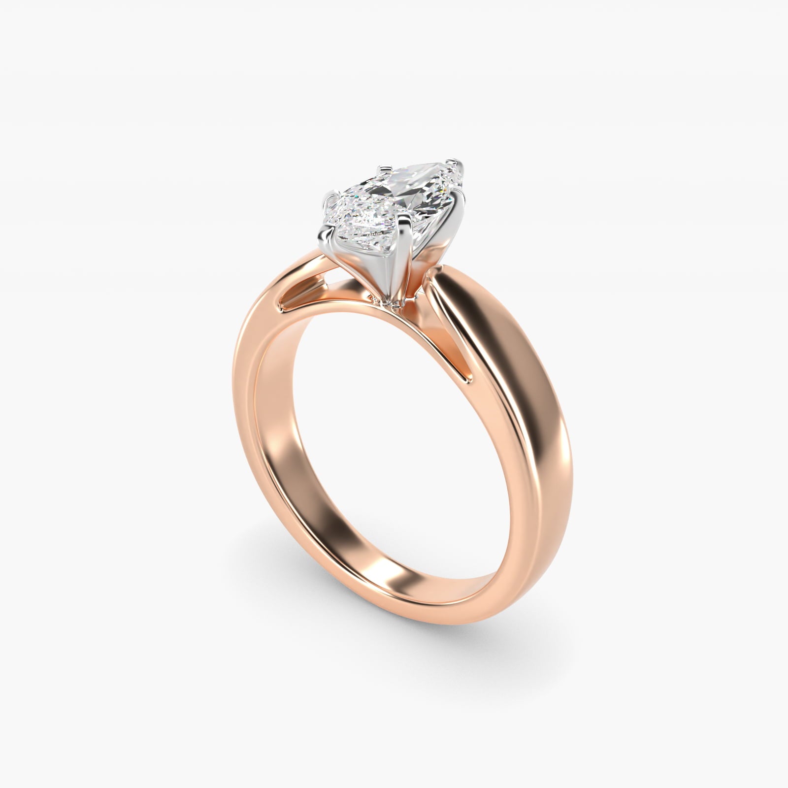 Rounded Cathedral Solitaire Engagement Ring In 18k Rose Gold By James Allen - Marquise Center