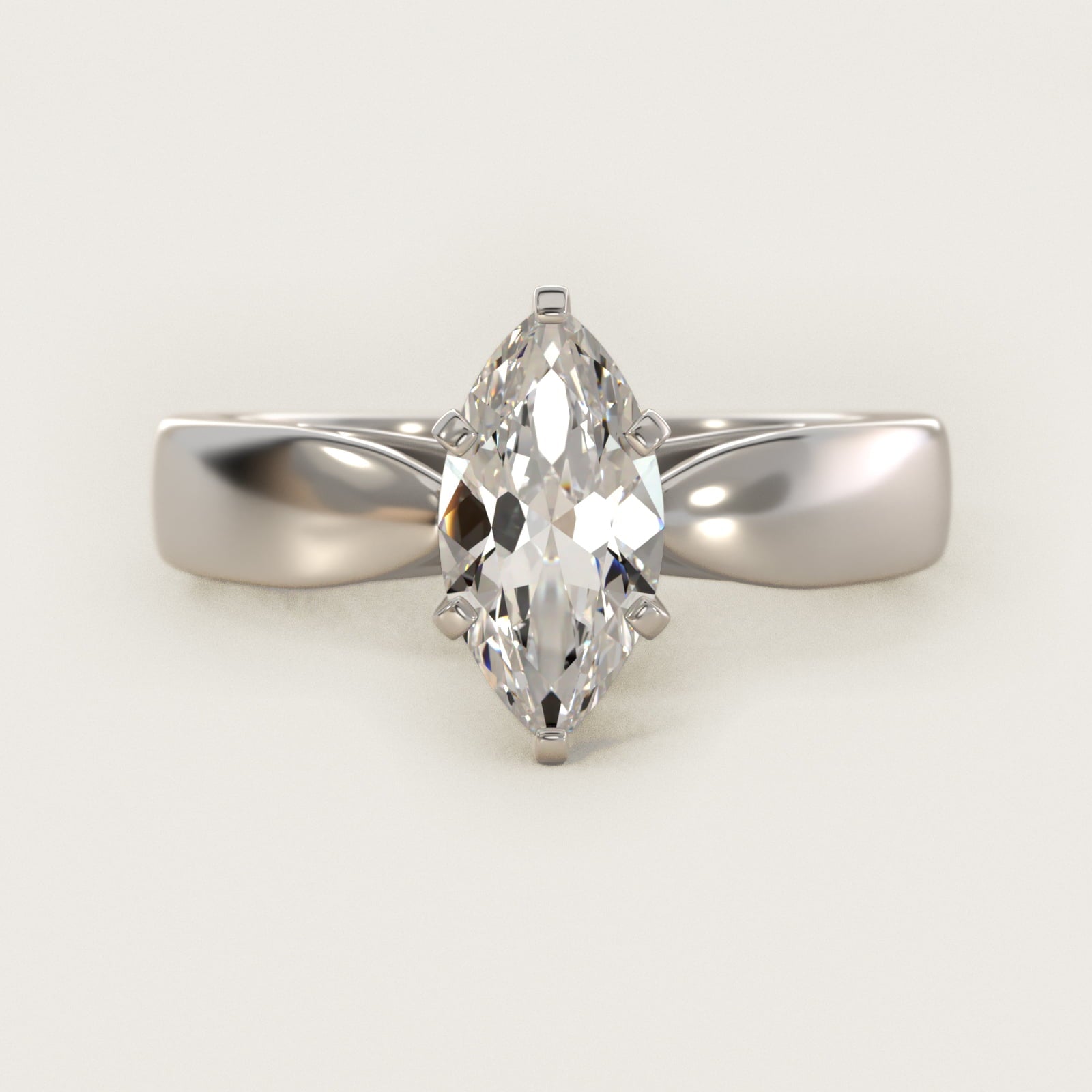 Rounded Cathedral Solitaire Engagement Ring In 14K White Gold By James Allen - Marquise Center