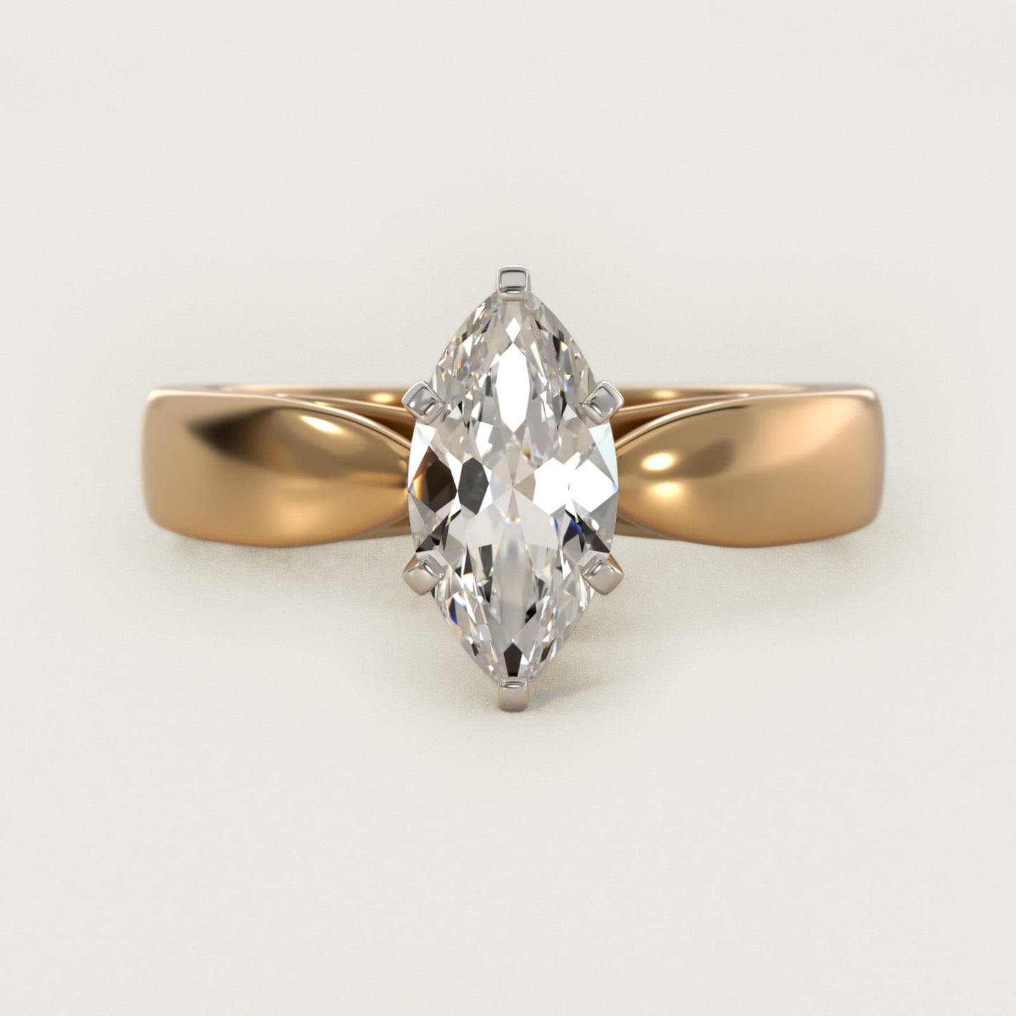 Rounded Cathedral Solitaire Engagement Ring In 18k Yellow Gold By James Allen - Marquise Center