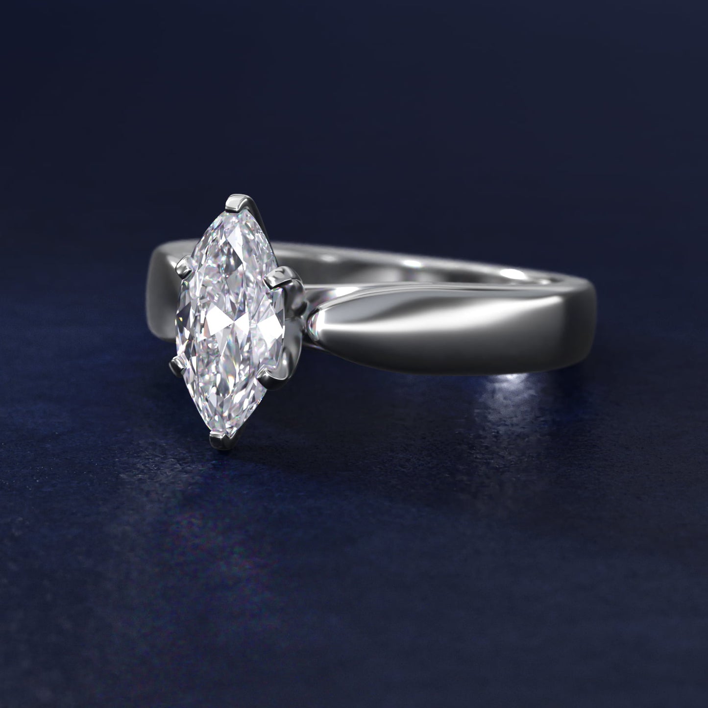 Rounded Cathedral Solitaire Engagement Ring In Platinum By James Allen - Marquise Center