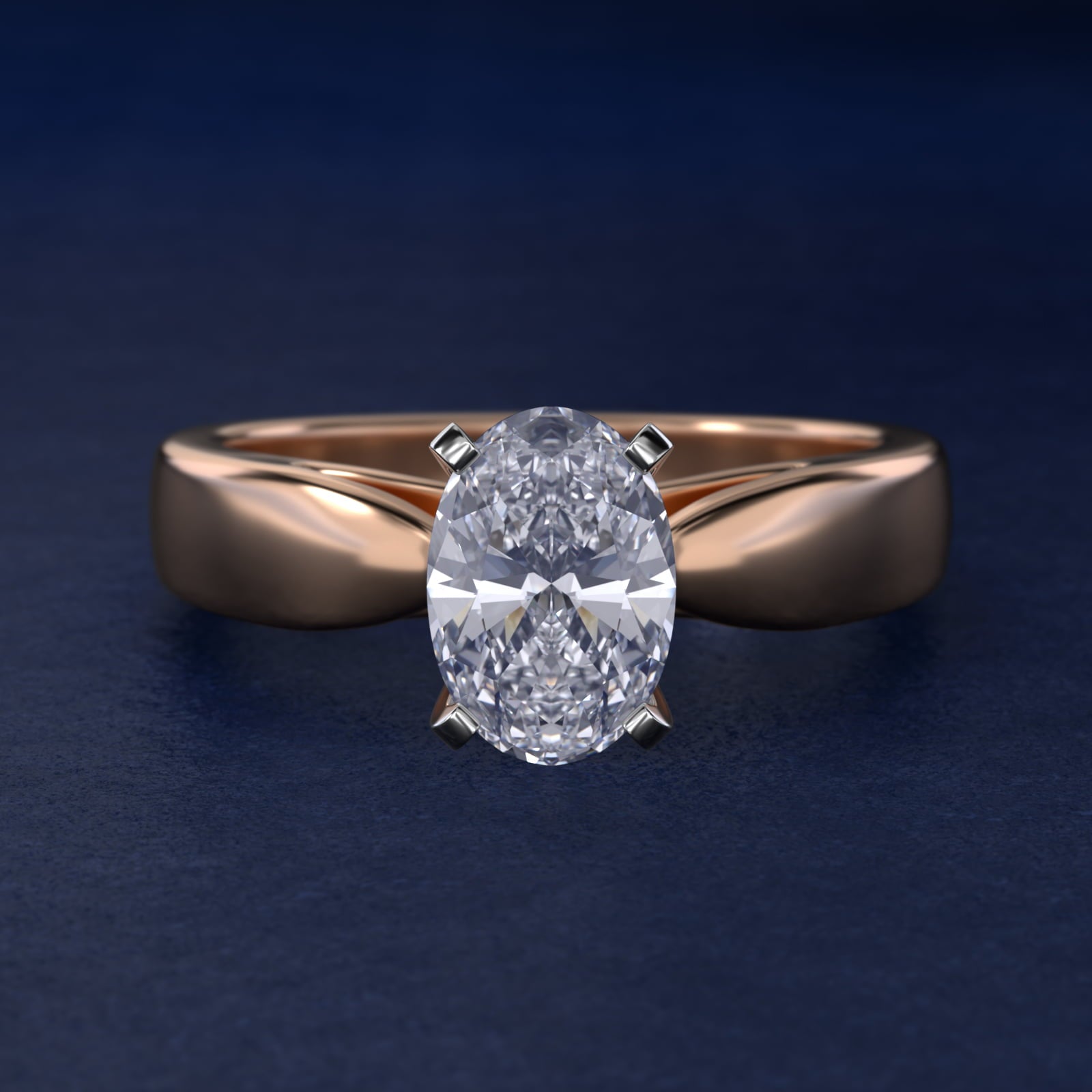 Rounded Cathedral Solitaire Engagement Ring In 14K Rose Gold By James Allen - Oval Center