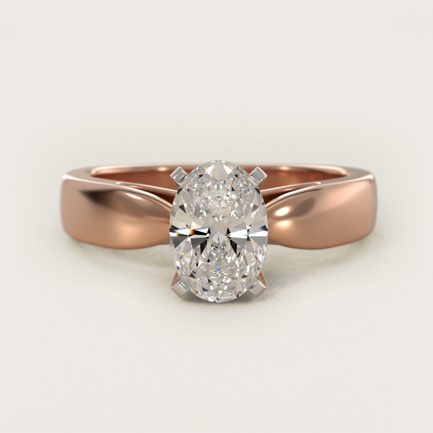 Rounded Cathedral Solitaire Engagement Ring In 14K Rose Gold By James Allen - Oval Center