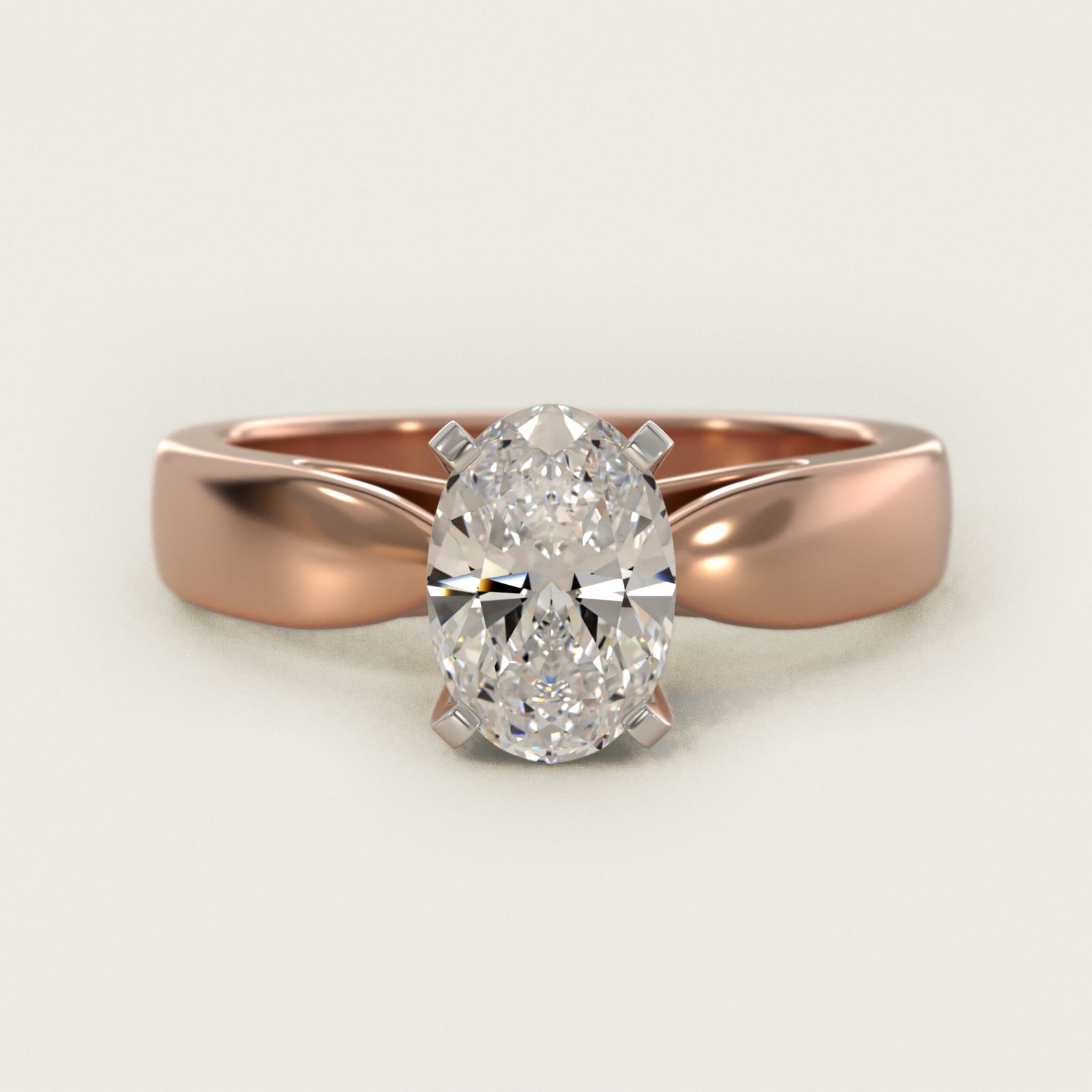 Rounded Cathedral Solitaire Engagement Ring In 18k Rose Gold By James Allen - Oval Center
