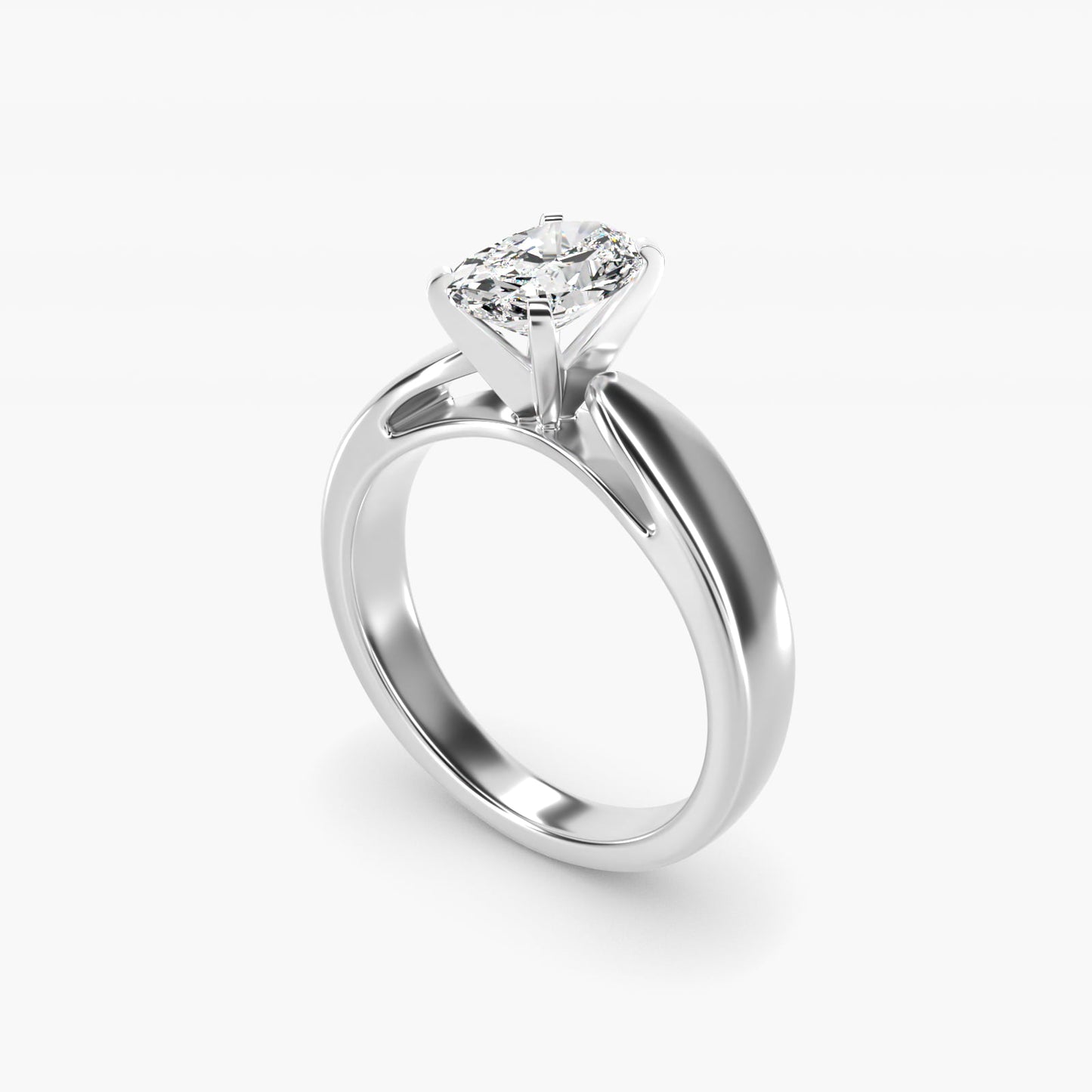 Rounded Cathedral Solitaire Engagement Ring In 18k White Gold By James Allen - Oval Center