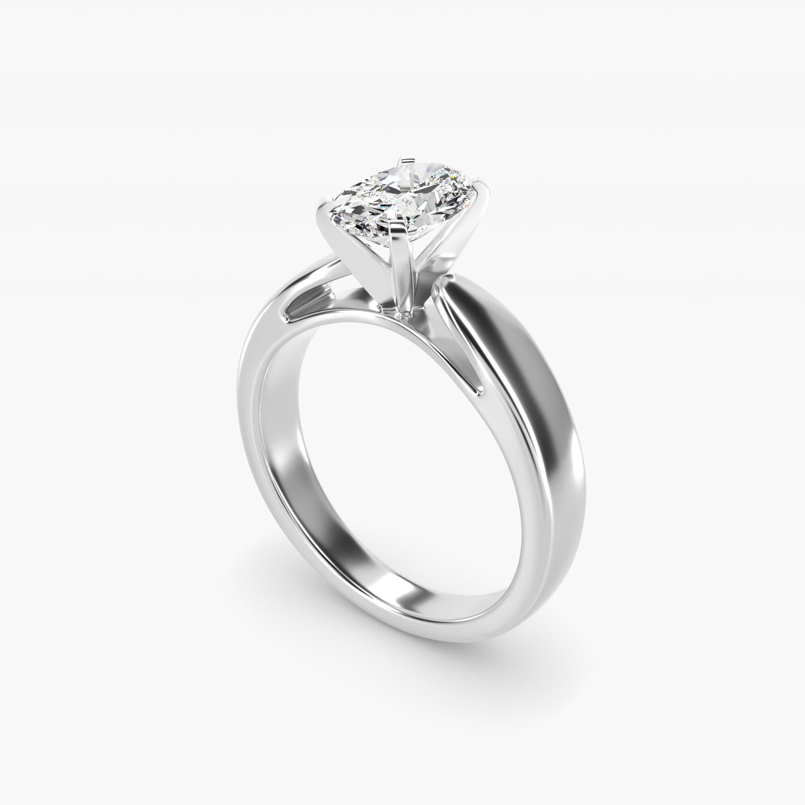 Rounded Cathedral Solitaire Engagement Ring In 18k White Gold By James Allen - Oval Center