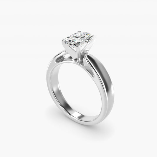 Rounded Cathedral Solitaire Engagement Ring In 18k White Gold By James Allen - Oval Center
