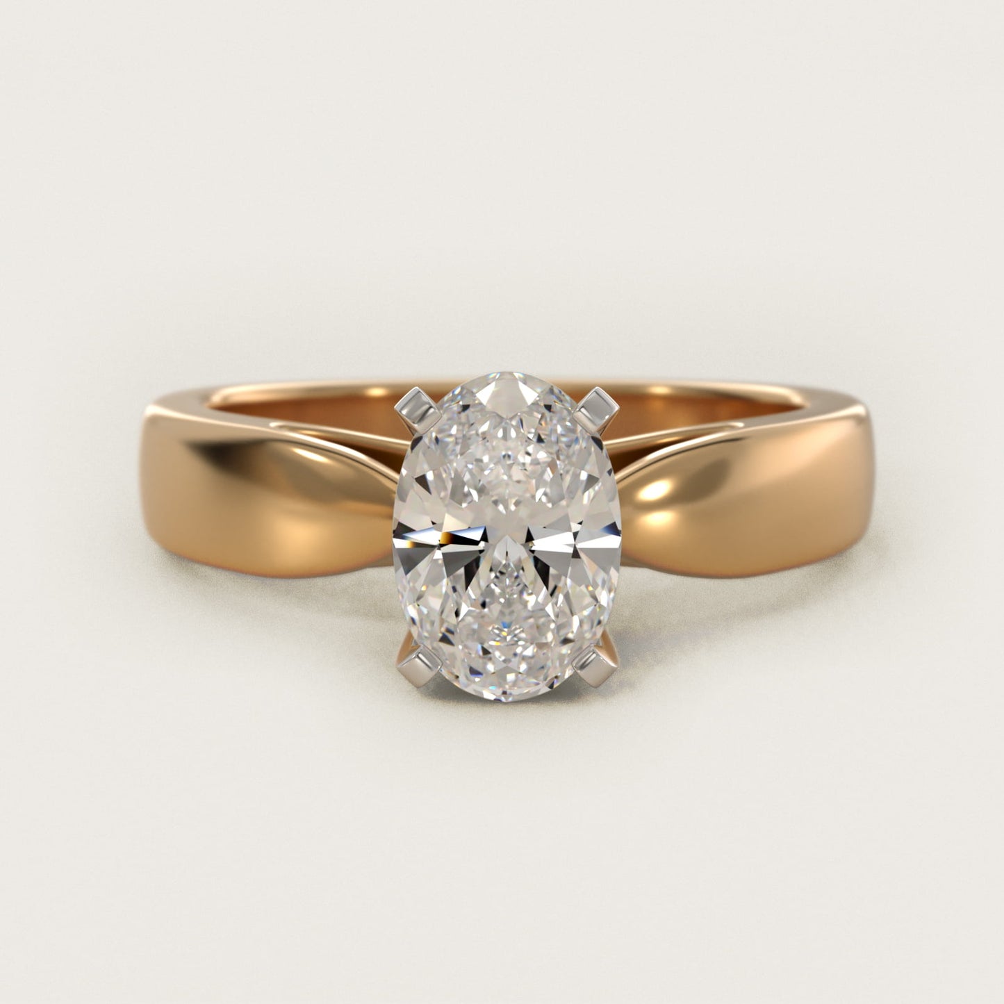 Rounded Cathedral Solitaire Engagement Ring In 14K Yellow Gold By James Allen - Oval Center