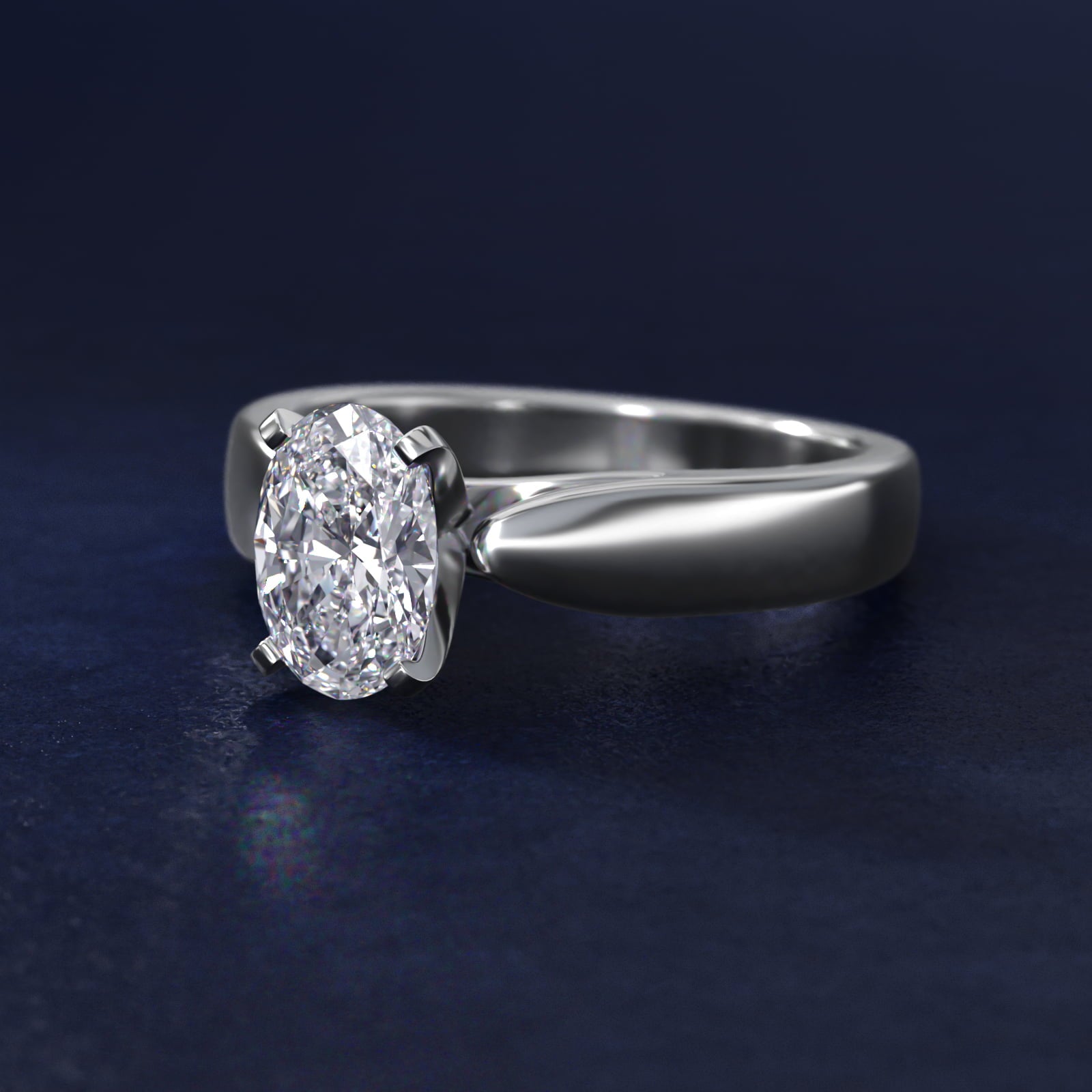 Rounded Cathedral Solitaire Engagement Ring In Platinum By James Allen - Oval Center