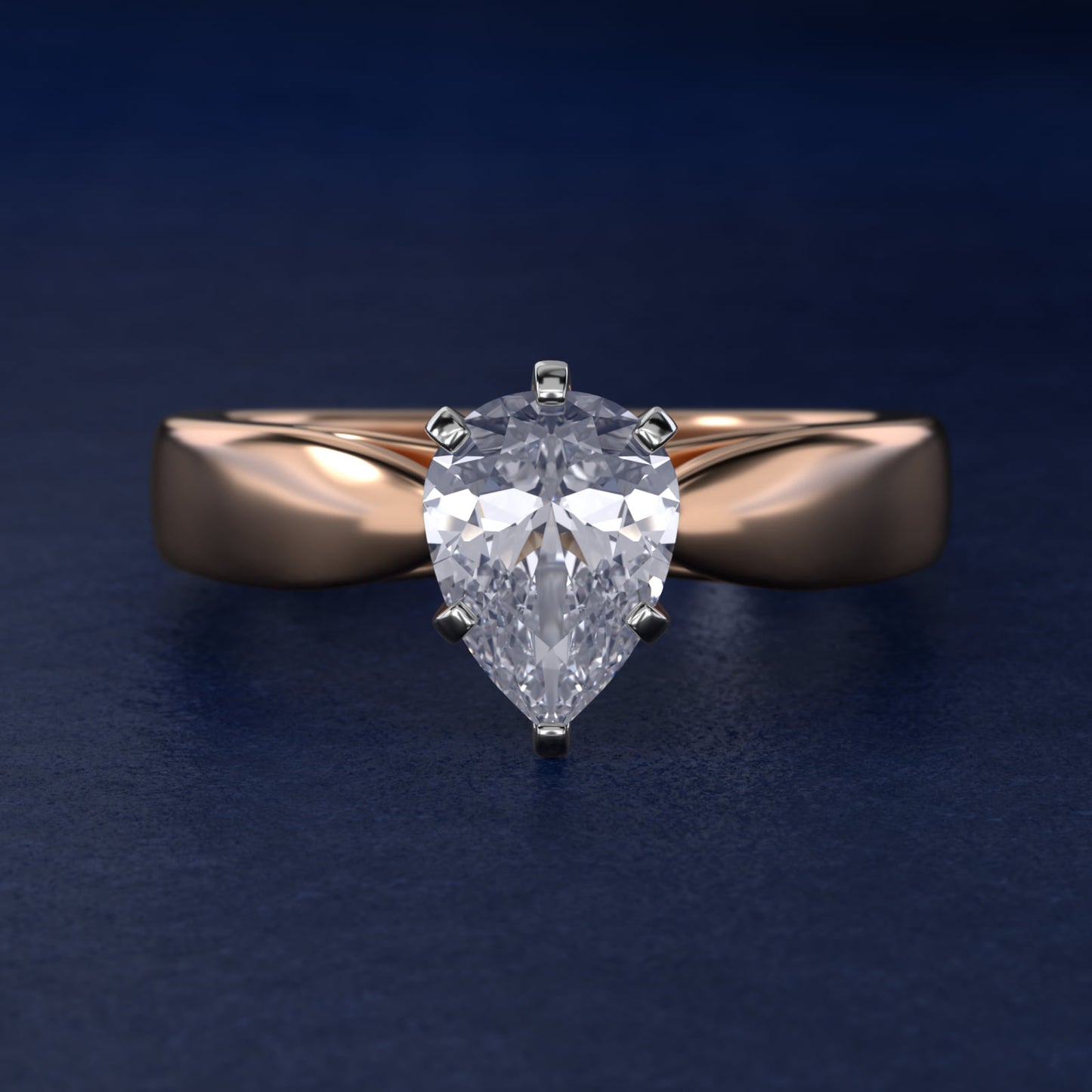 Rounded Cathedral Solitaire Engagement Ring In 18k Rose Gold By James Allen - Pear Center