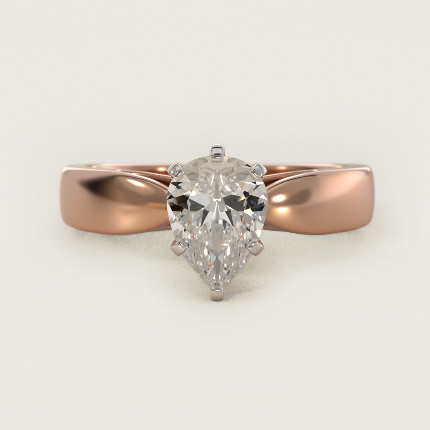 Rounded Cathedral Solitaire Engagement Ring In 18k Rose Gold By James Allen - Pear Center