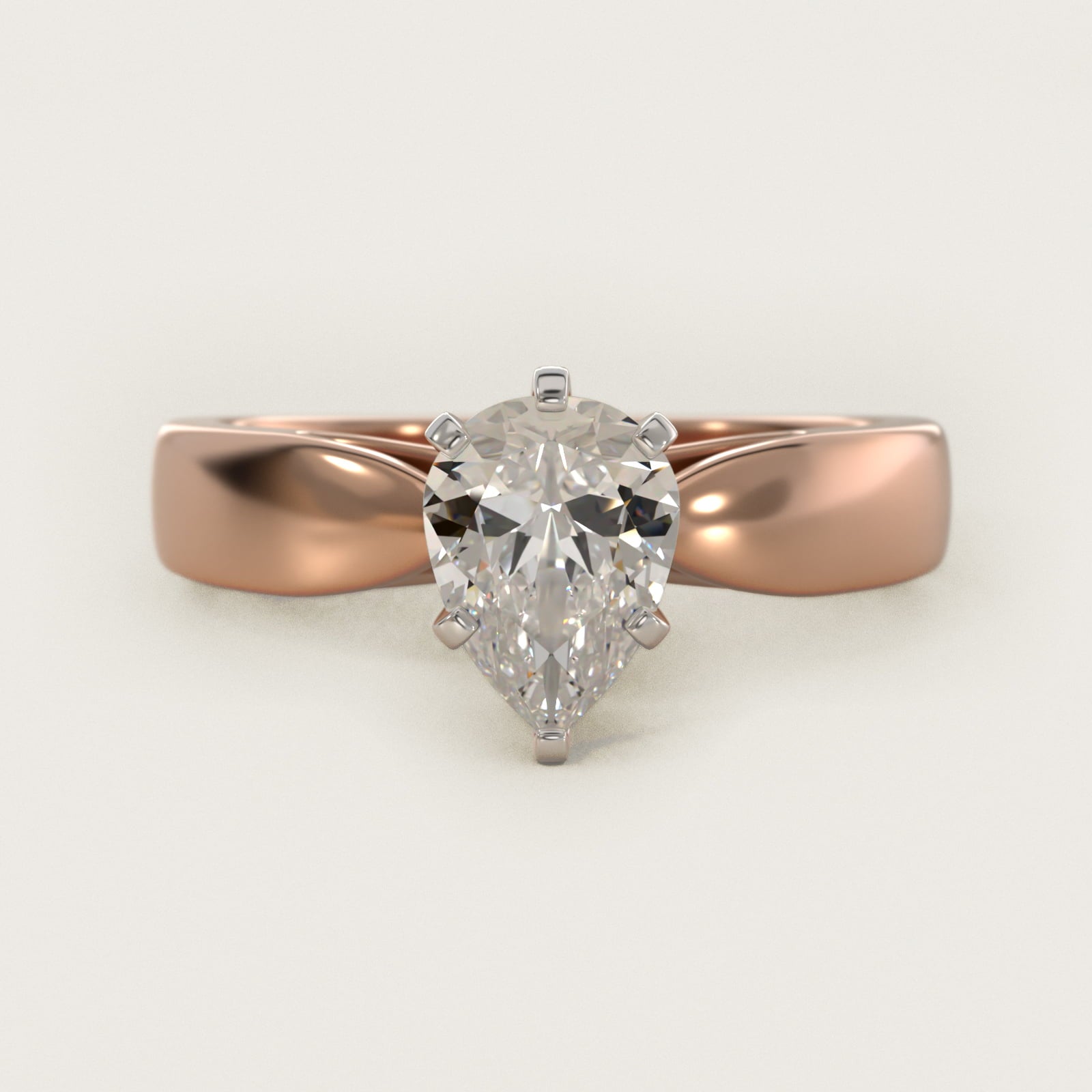 Rounded Cathedral Solitaire Engagement Ring In 18k Rose Gold By James Allen - Pear Center