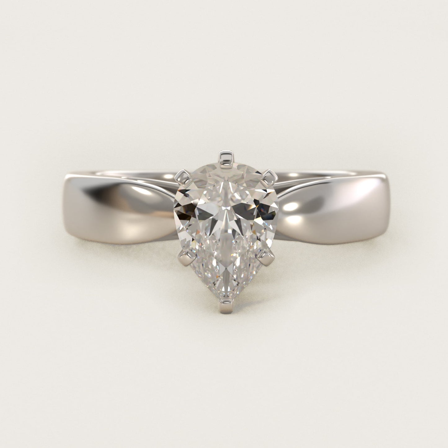Rounded Cathedral Solitaire Engagement Ring In 14K White Gold By James Allen - Pear Center