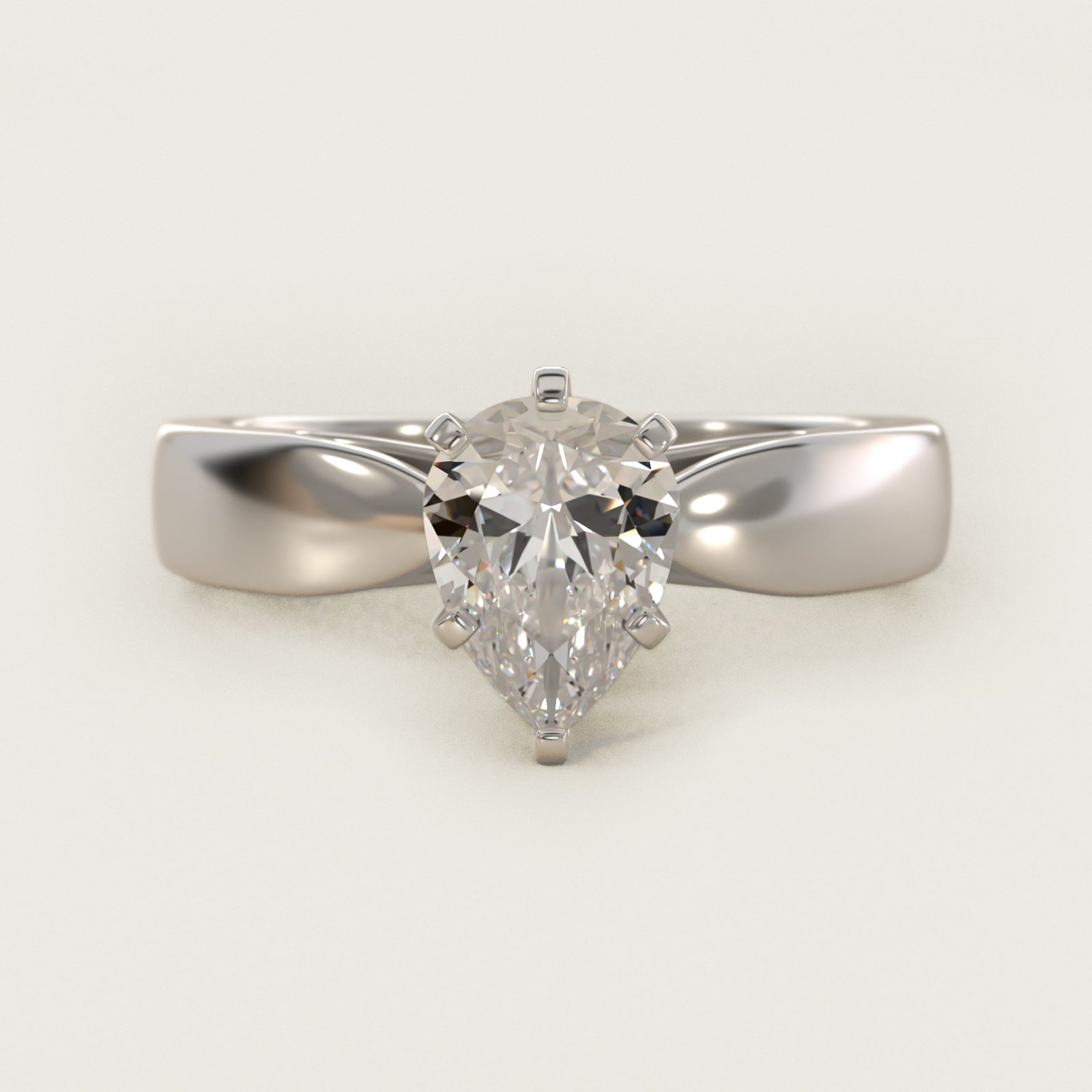 Rounded Cathedral Solitaire Engagement Ring In 14K White Gold By James Allen - Pear Center
