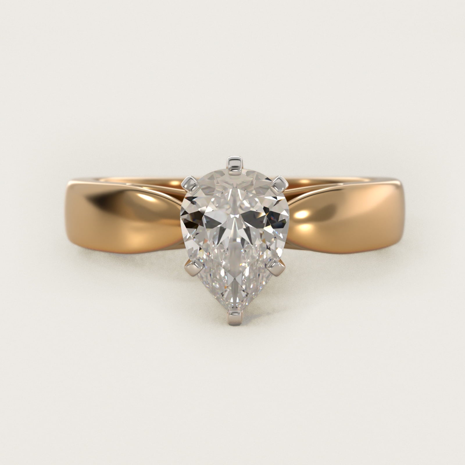 Rounded Cathedral Solitaire Engagement Ring In 14K Yellow Gold By James Allen - Pear Center