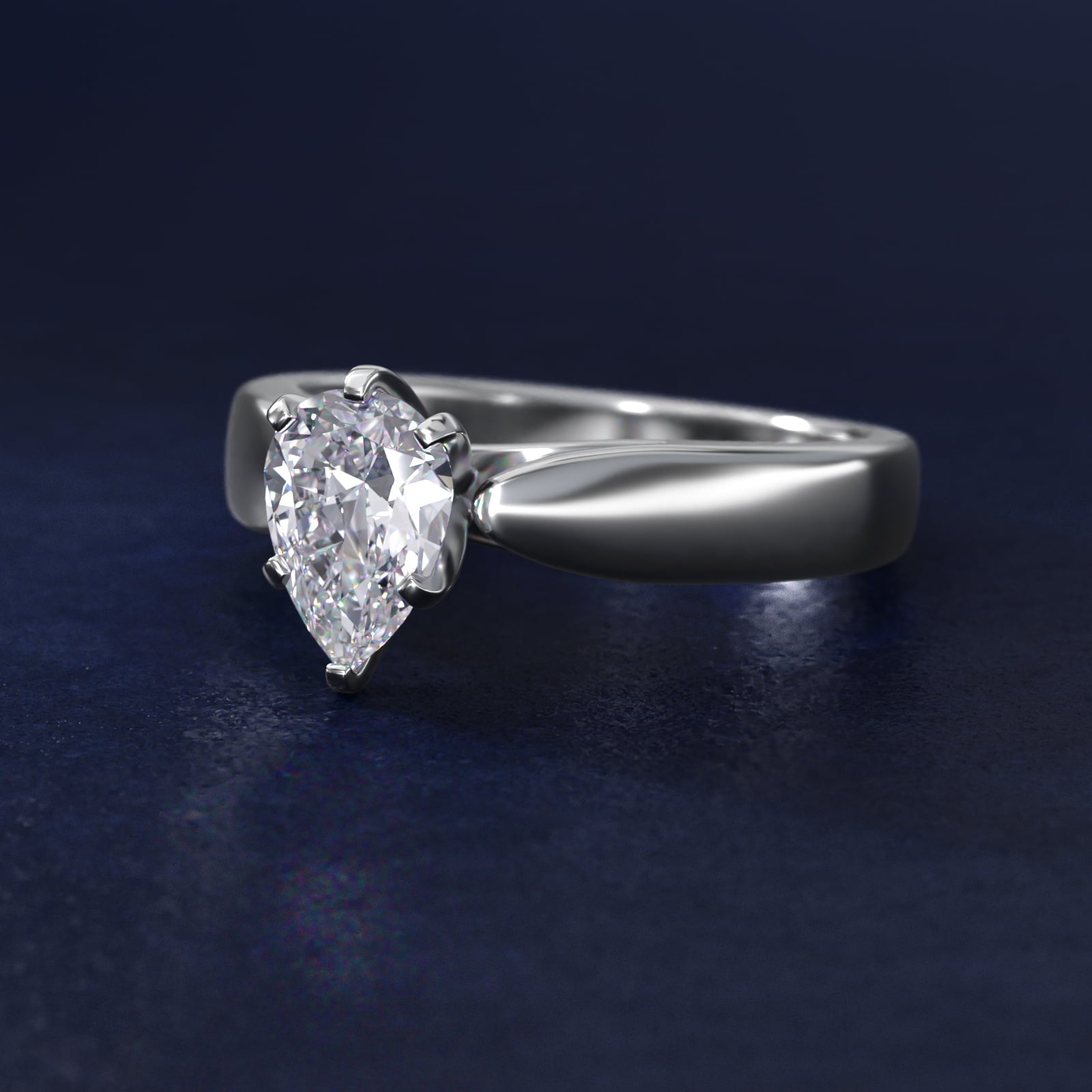 Rounded Cathedral Solitaire Engagement Ring In Platinum By James Allen - Pear Center