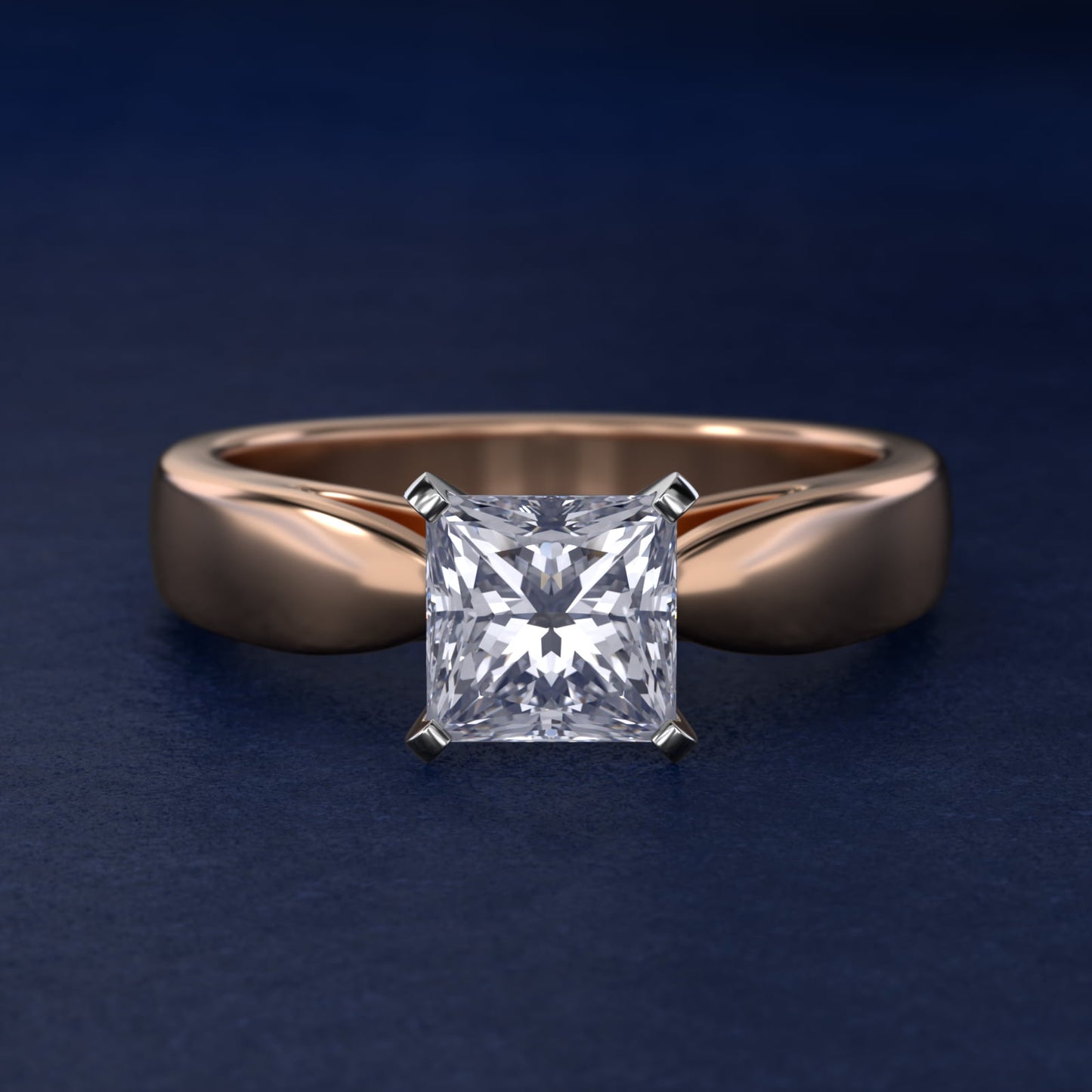 Rounded Cathedral Solitaire Engagement Ring In 14K Rose Gold By James Allen - Princess Center