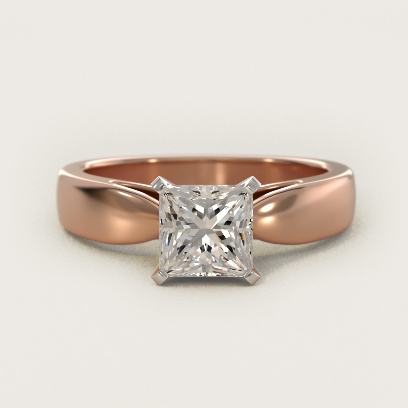 Rounded Cathedral Solitaire Engagement Ring In 14K Rose Gold By James Allen - Princess Center