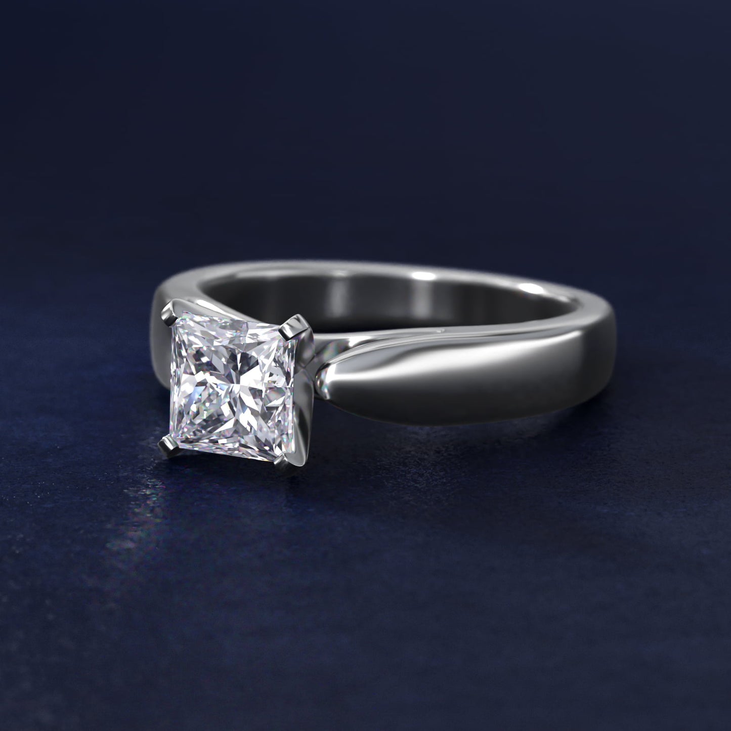 Rounded Cathedral Solitaire Engagement Ring In Platinum By James Allen - Princess Center