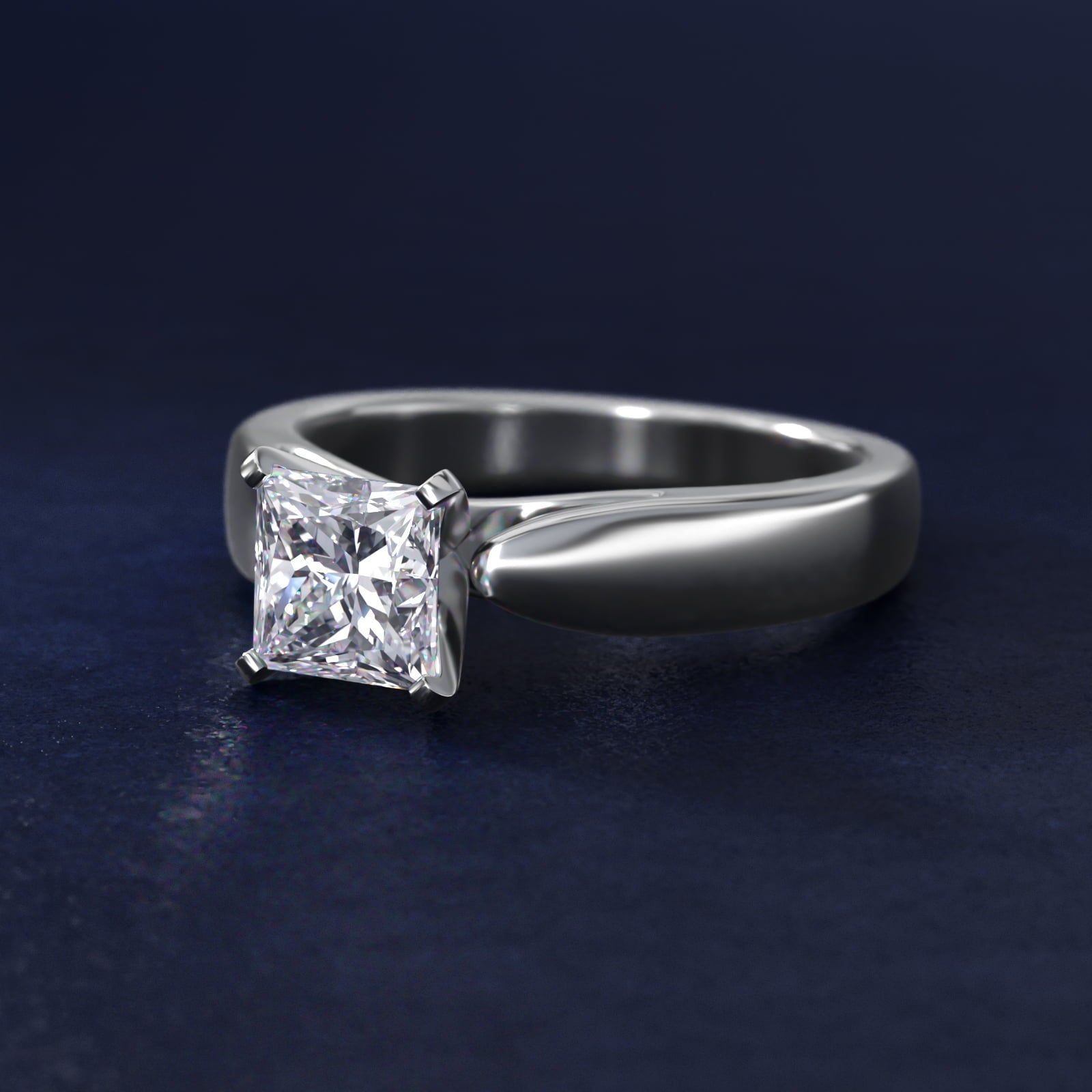 Rounded Cathedral Solitaire Engagement Ring In Platinum By James Allen - Princess Center