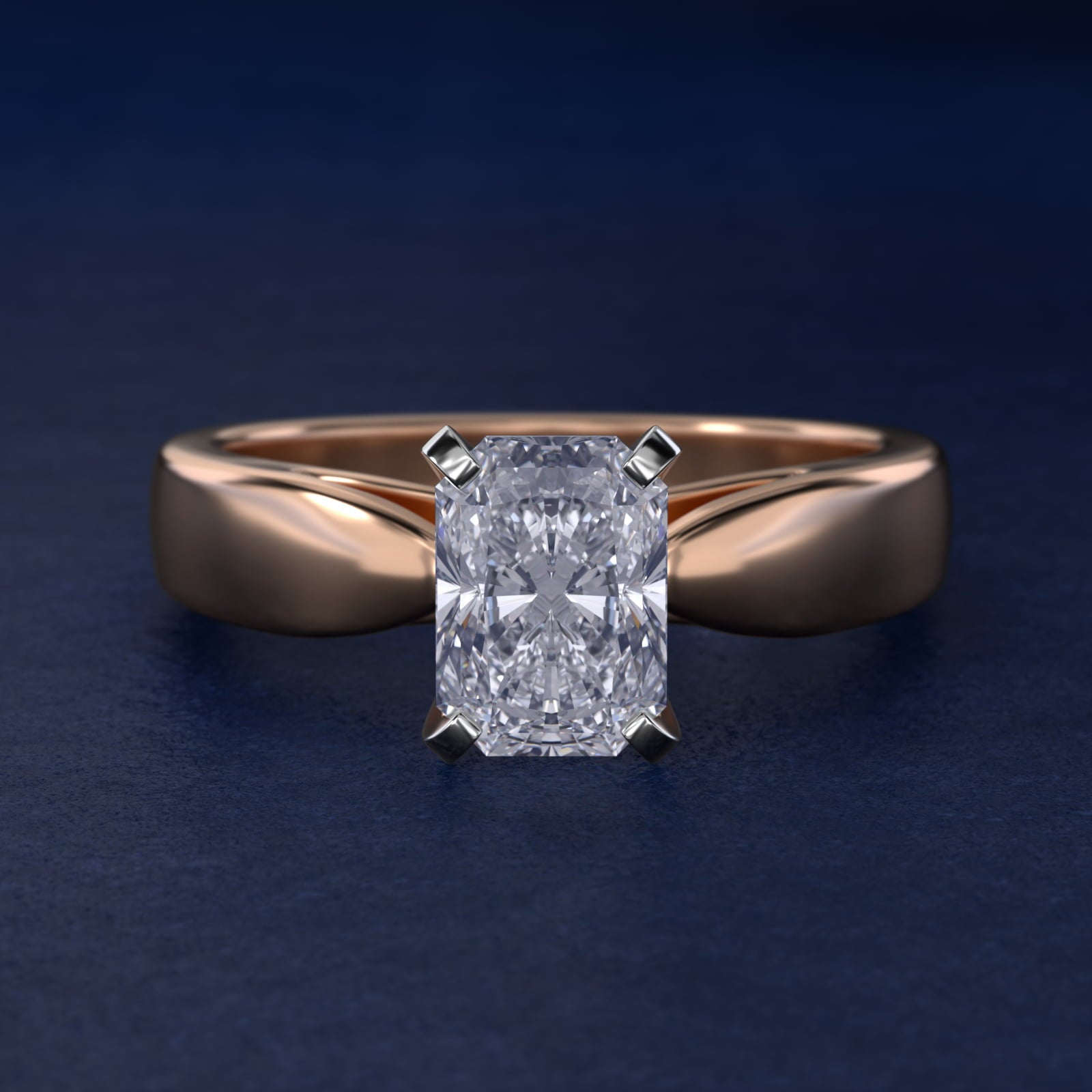 Rounded Cathedral Solitaire Engagement Ring In 14K Rose Gold By James Allen - Radiant Center