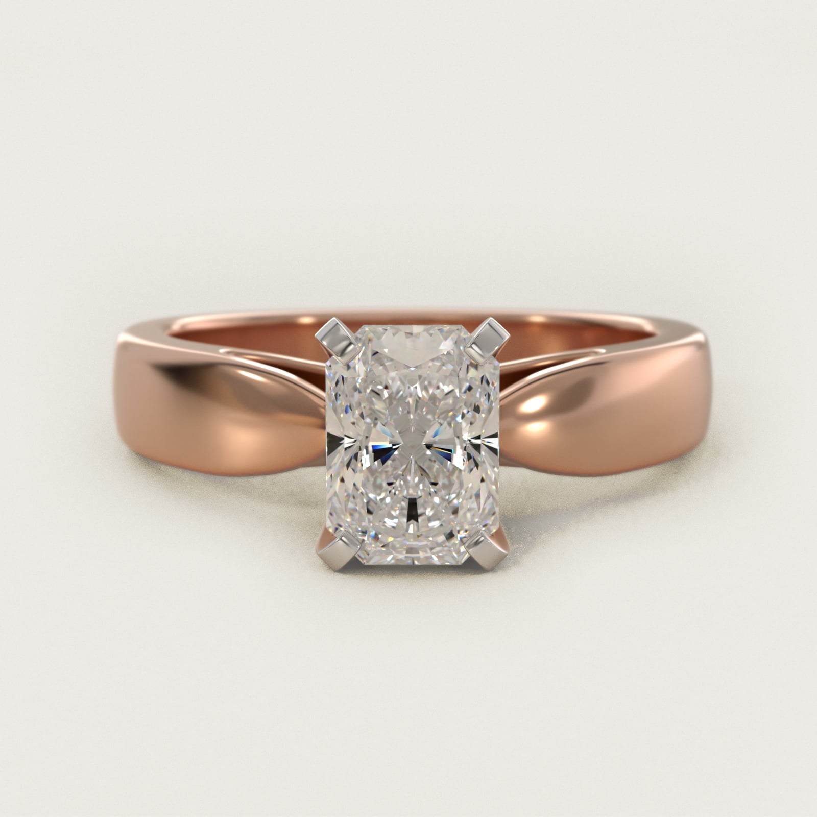 Rounded Cathedral Solitaire Engagement Ring In 14K Rose Gold By James Allen - Radiant Center