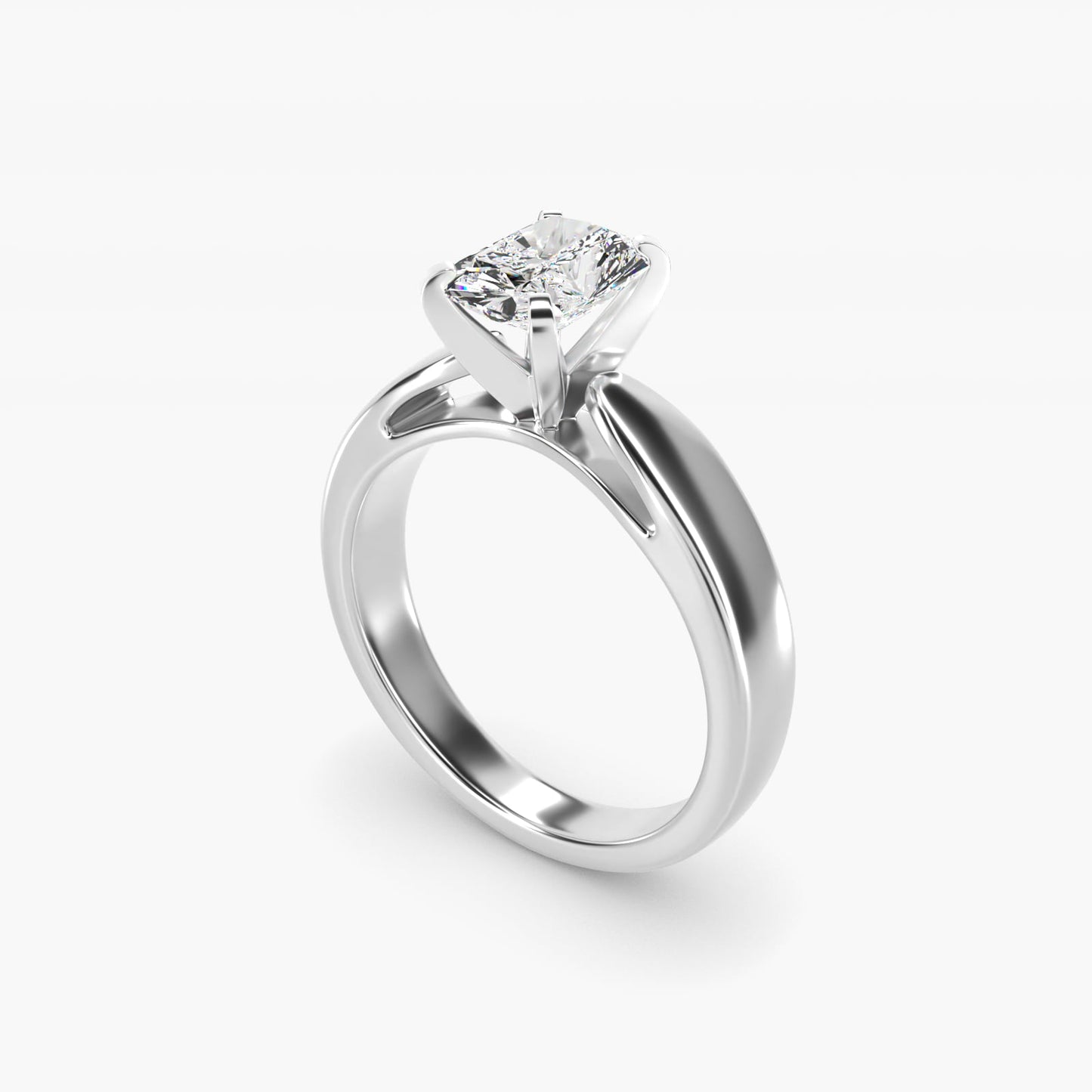 Rounded Cathedral Solitaire Engagement Ring In 14K White Gold By James Allen - Radiant Center