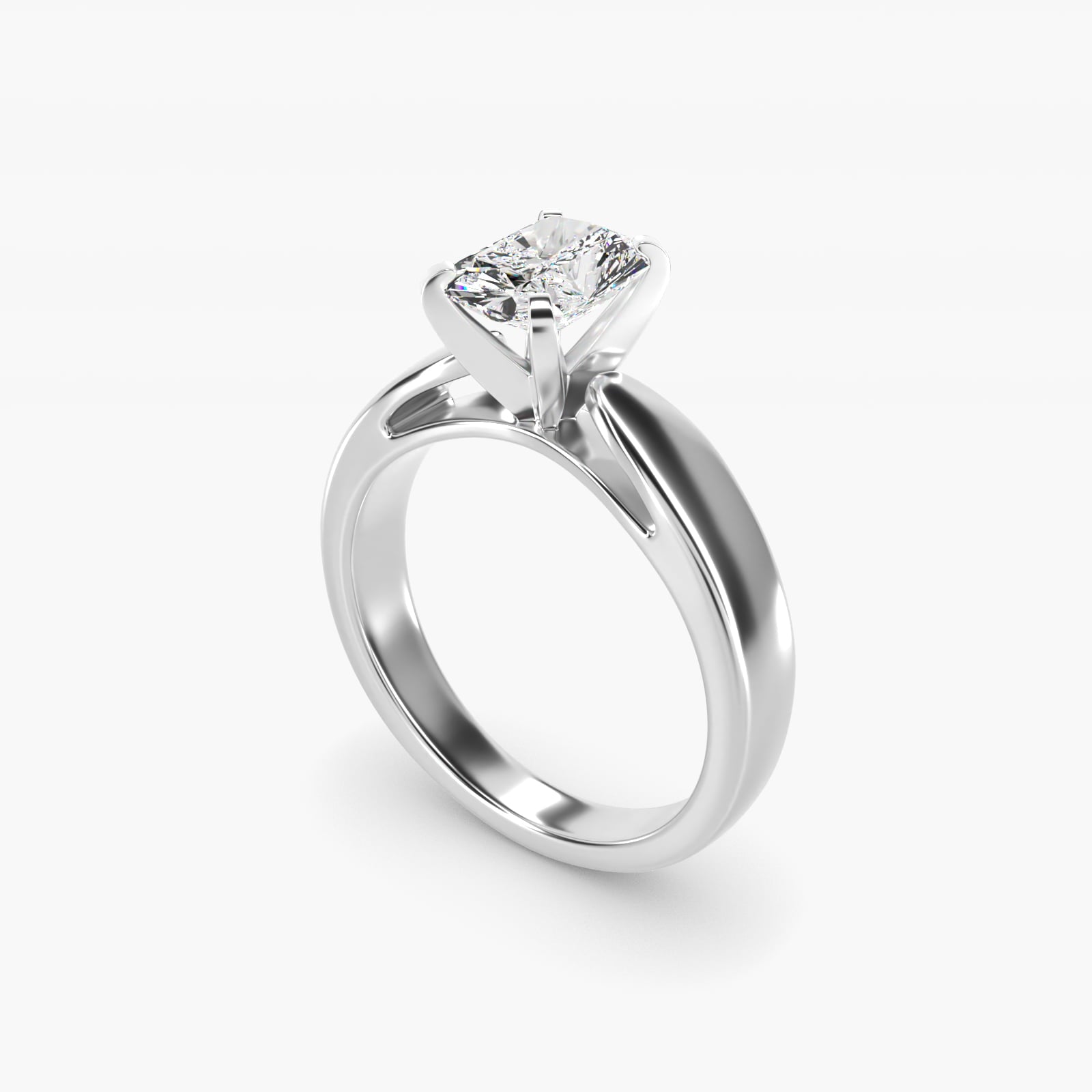 Rounded Cathedral Solitaire Engagement Ring In 14K White Gold By James Allen - Radiant Center