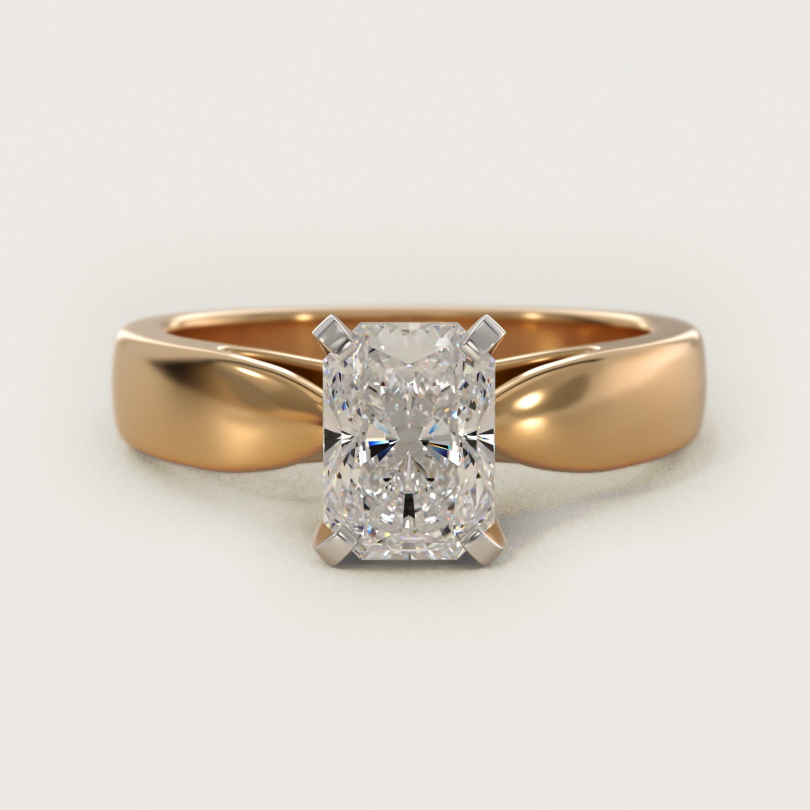 Rounded Cathedral Solitaire Engagement Ring In 14K Yellow Gold By James Allen - Radiant Center