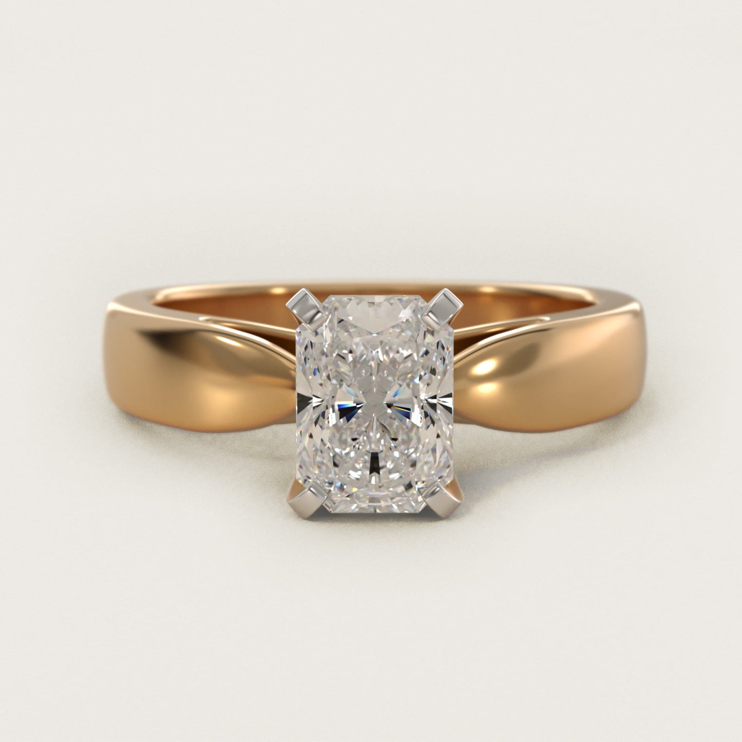 Rounded Cathedral Solitaire Engagement Ring In 18k Yellow Gold By James Allen - Radiant Center